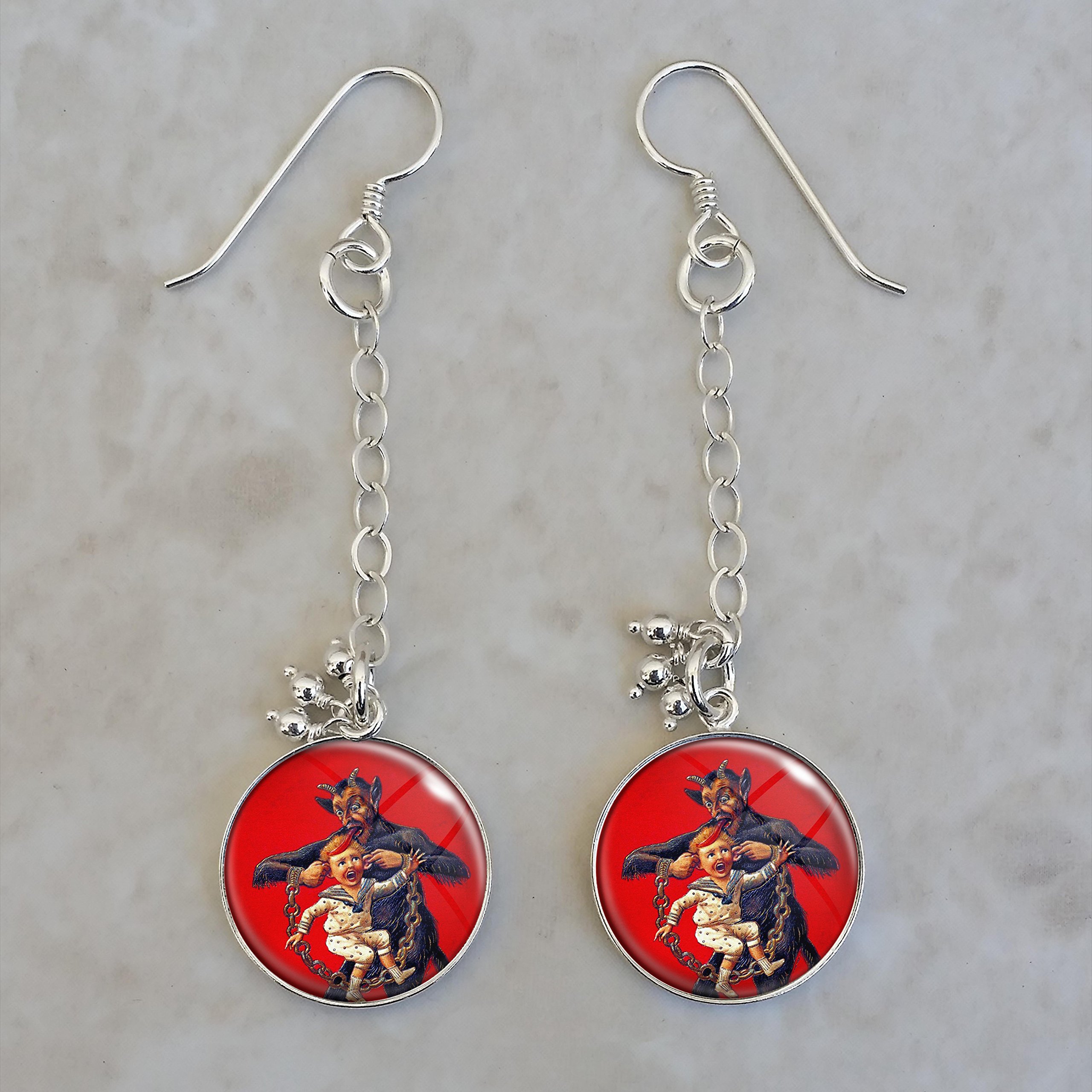 Krampus .925 Sterling Silver Earrings for Women | Gothic Christmas Jewelry Gift | Holiday Party & Cosplay Accessories