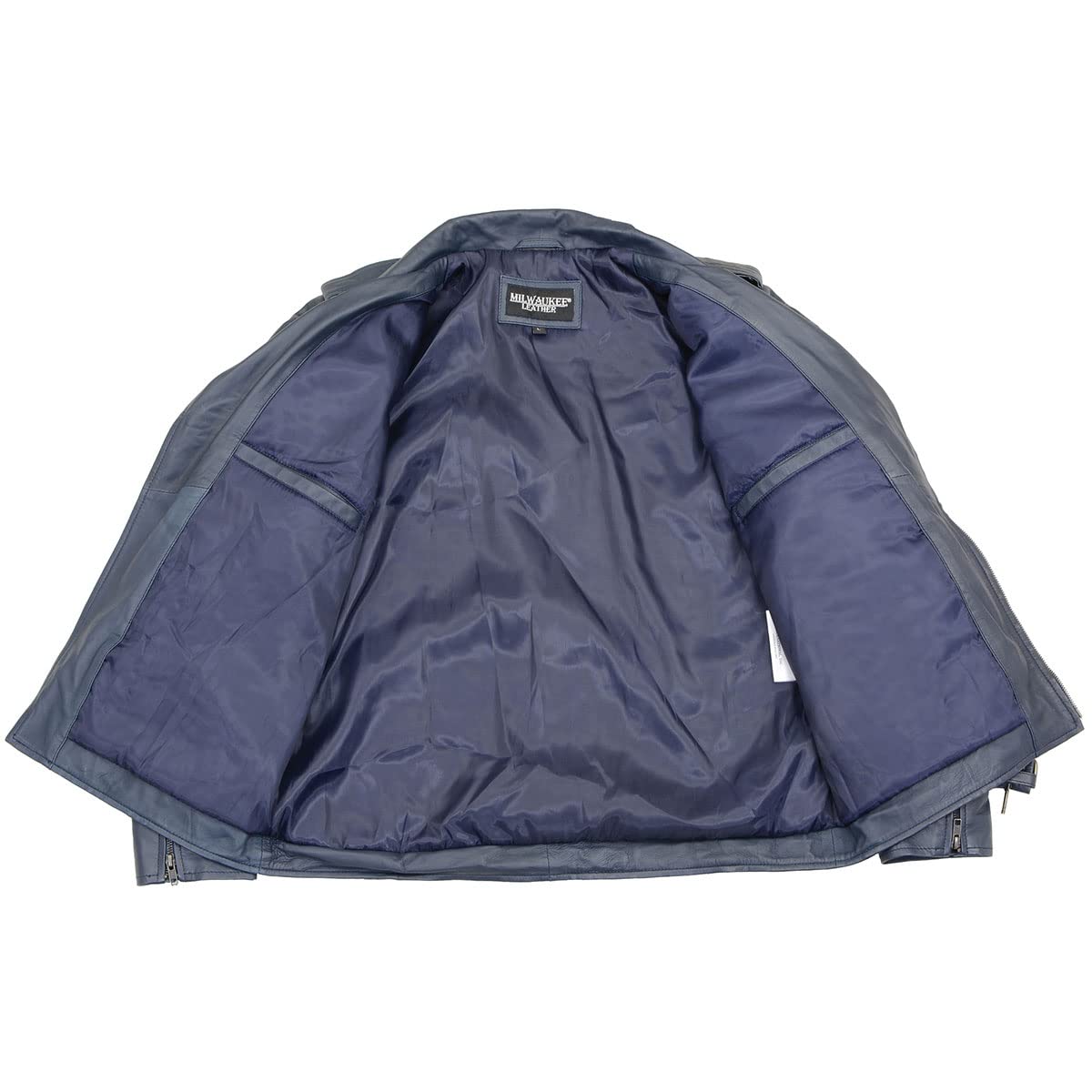 Milwaukee Leather SFM1890 Men's Blue Classic Motorcycle Jacket - Genuine Leather Biker Jacket for Men - Perfect for Riding, Casual Wear & Outdoor Adventures