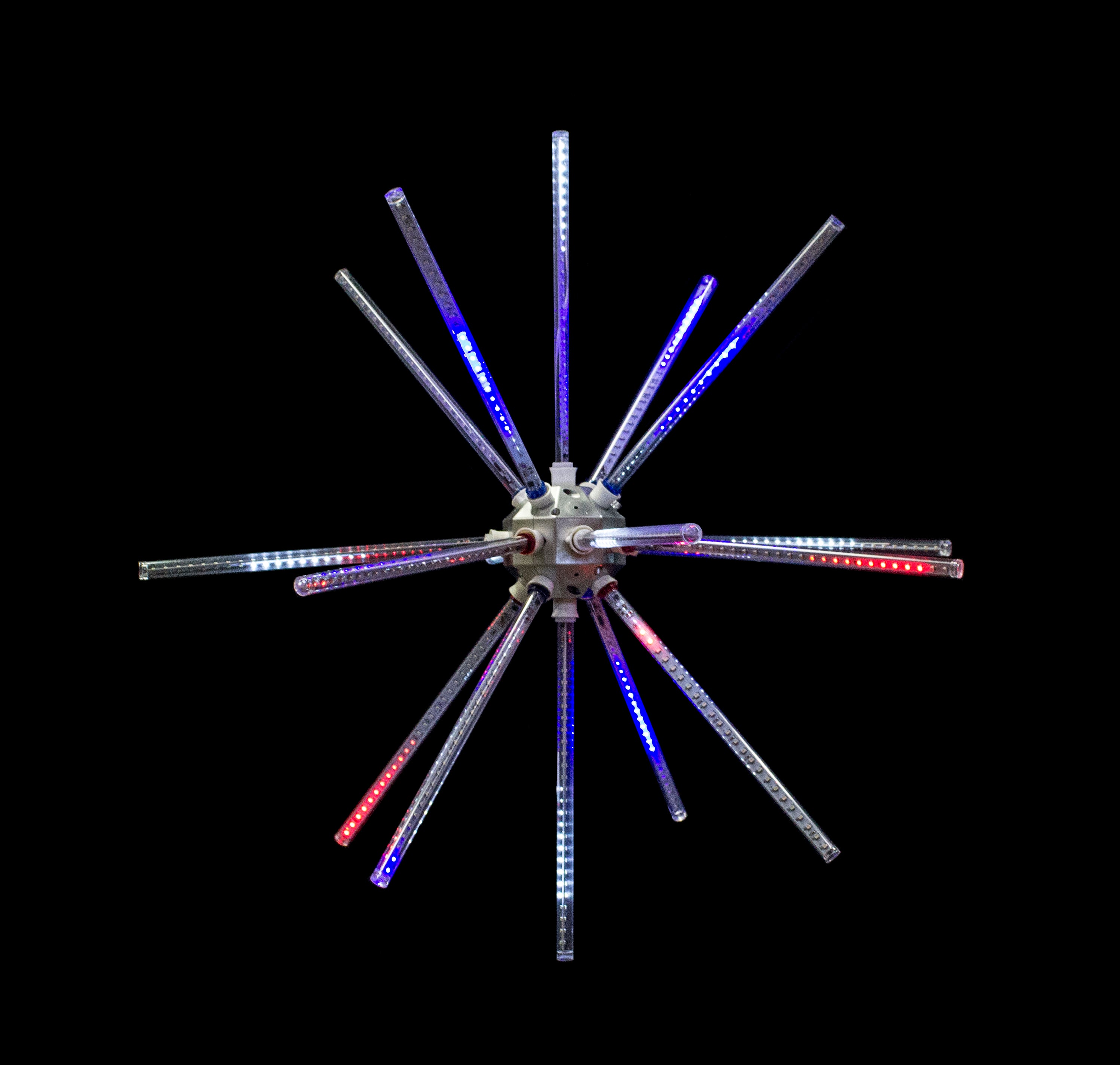 48 Pack Animated Red White Blue LED Starburst Lights - Patriotic Party Decorations for 4th of July, Christmas, and Outdoor Celebrations