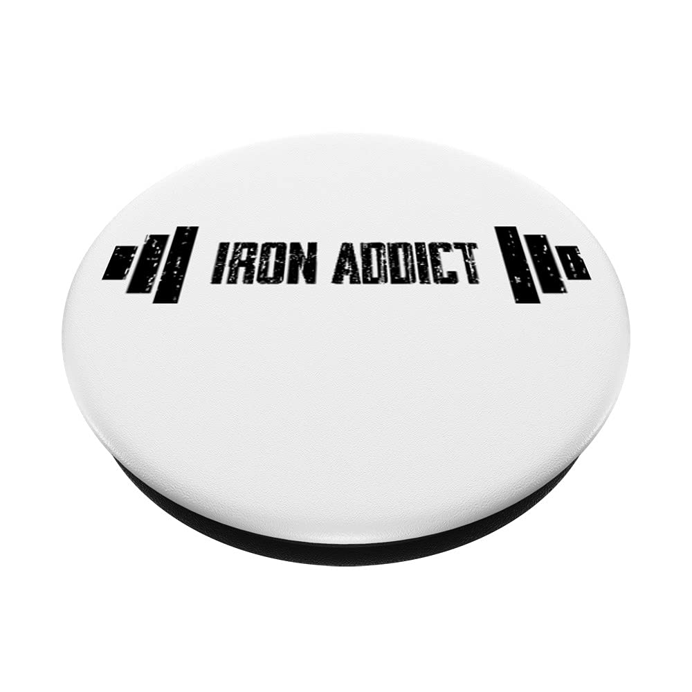 Iron Addict Gym Fitness Lifting Weightlifter Bodybuilder PopSockets Swappable PopGrip - Perfect for Workouts, Weight Training & Bodybuilding - Ideal for Gym Enthusiasts & Fitness Lovers