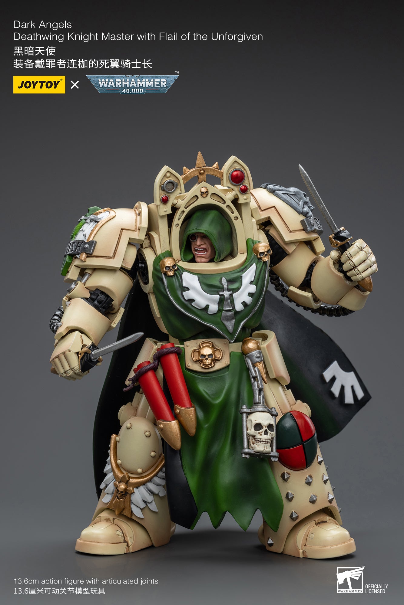 JOYTOY 1/18 Scale Warhammer 40K Dark Angels Deathwing Knight Action Figure - Collectible Miniature for Tabletop Gaming, Display & Warhammer 40K Fans
