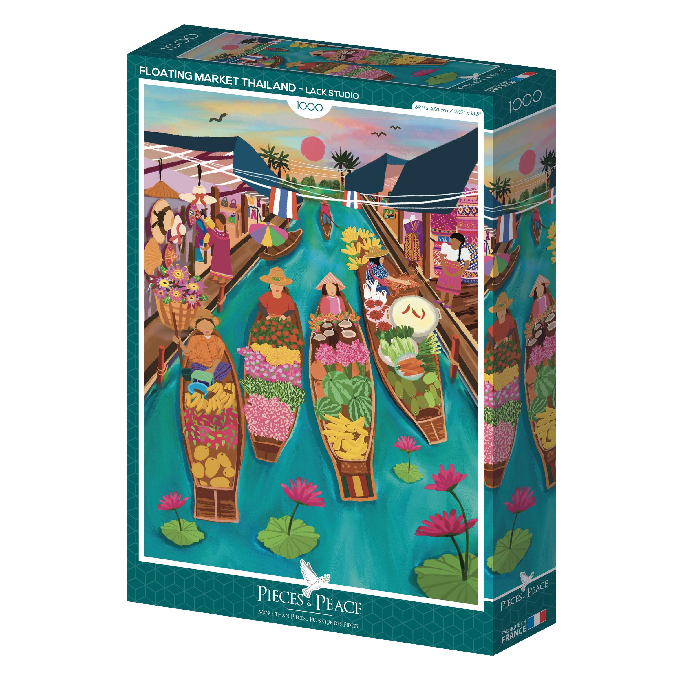 1,000 Piece Floating Market Thailand Jigsaw Puzzle - Beautiful Thai Scene for Adults & Teens - Perfect for Relaxation, Family Game Night & Home Decor