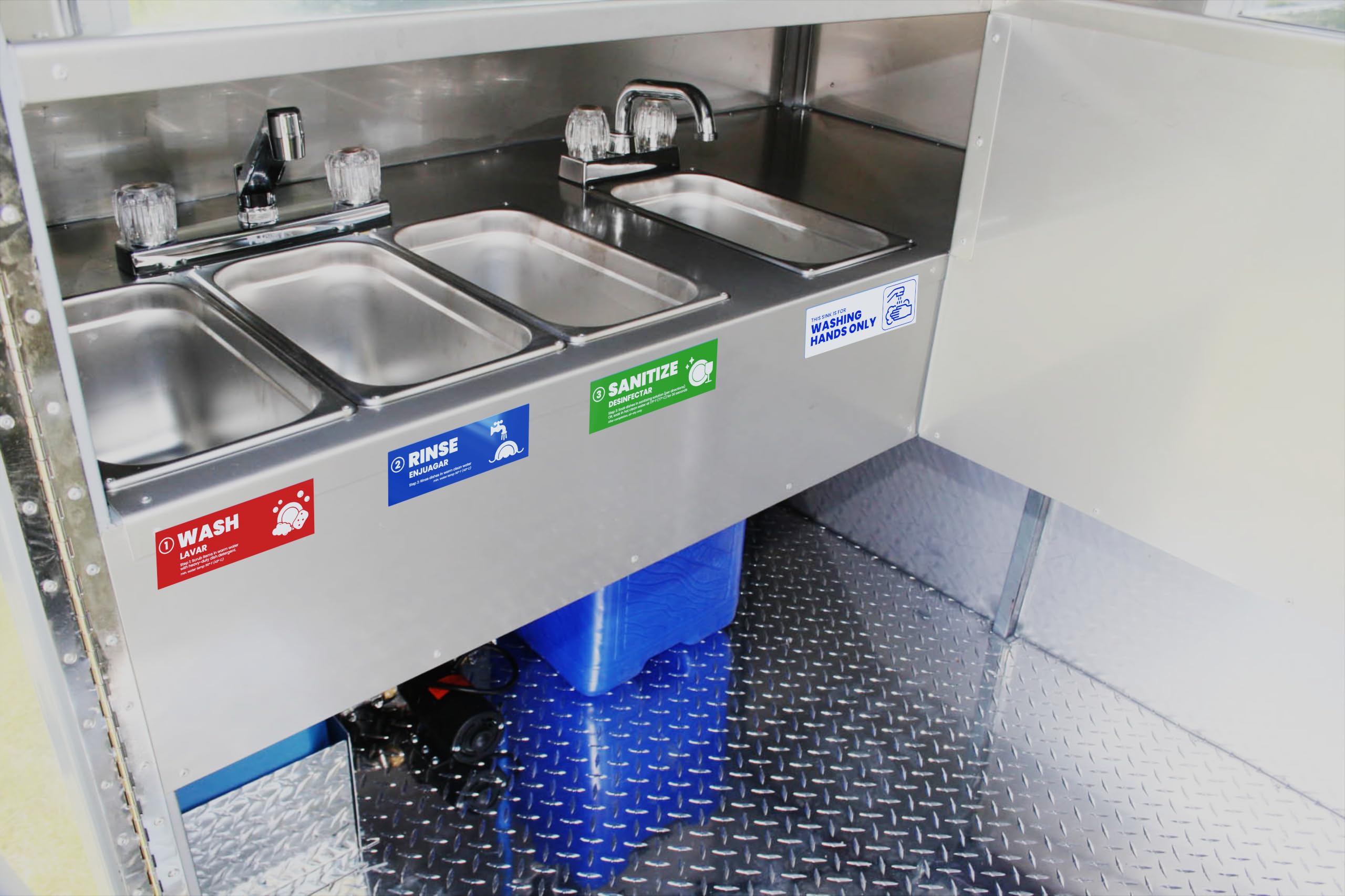 Premium Wash Rinse Sanitize Sink Labels - Hand Washing Signs for Restaurants & Food Service | 3 Compartment Sink Stickers | Dishwashing Training Labels | Employee Must Wash Hands Reminder (6 Pack, 2x6 Inch) - Perfect for Commercial Kitchens, Cafeterias & Food Safety Compliance