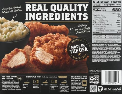 Banquet Mega Meats Original Crispy Chicken with Homestyle Mashed Potatoes - Frozen Dinner Meal 14.25 oz (404g) | Quick & Easy Microwaveable Meal for Busy Weeknights, College Students & Office Lunches