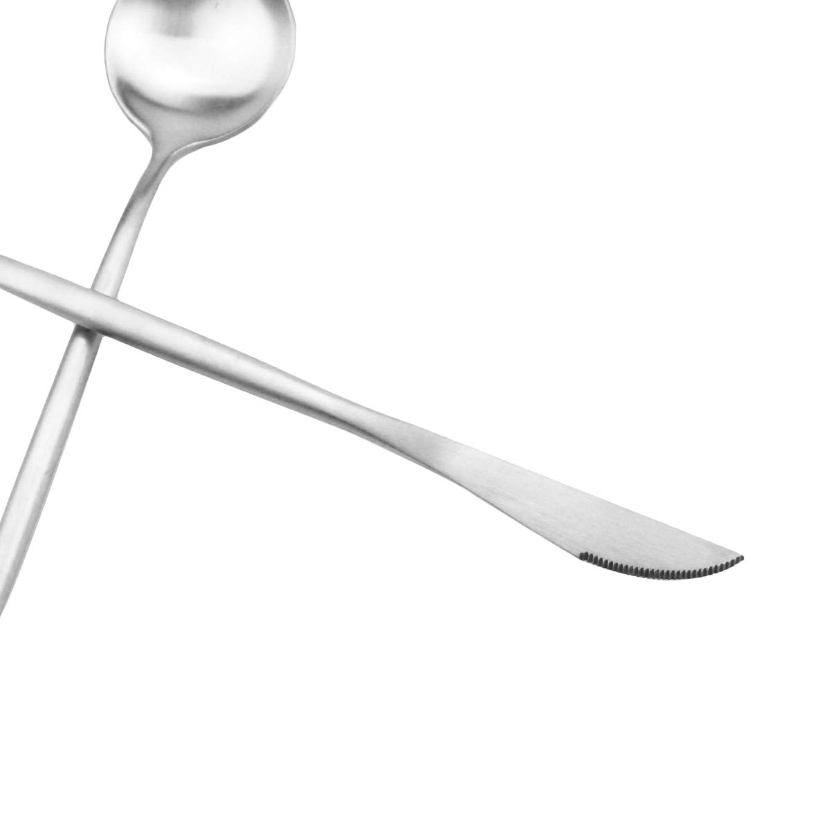 Premium 40-Piece Matte Silver Flatware Set for 8 - 304 Stainless Steel Cutlery Set with Stain Finish | Dinner, Dessert & Salad Utensils | Dishwasher Safe Kitchen Silverware | Perfect for Formal Dining, Dinner Parties & Everyday Use