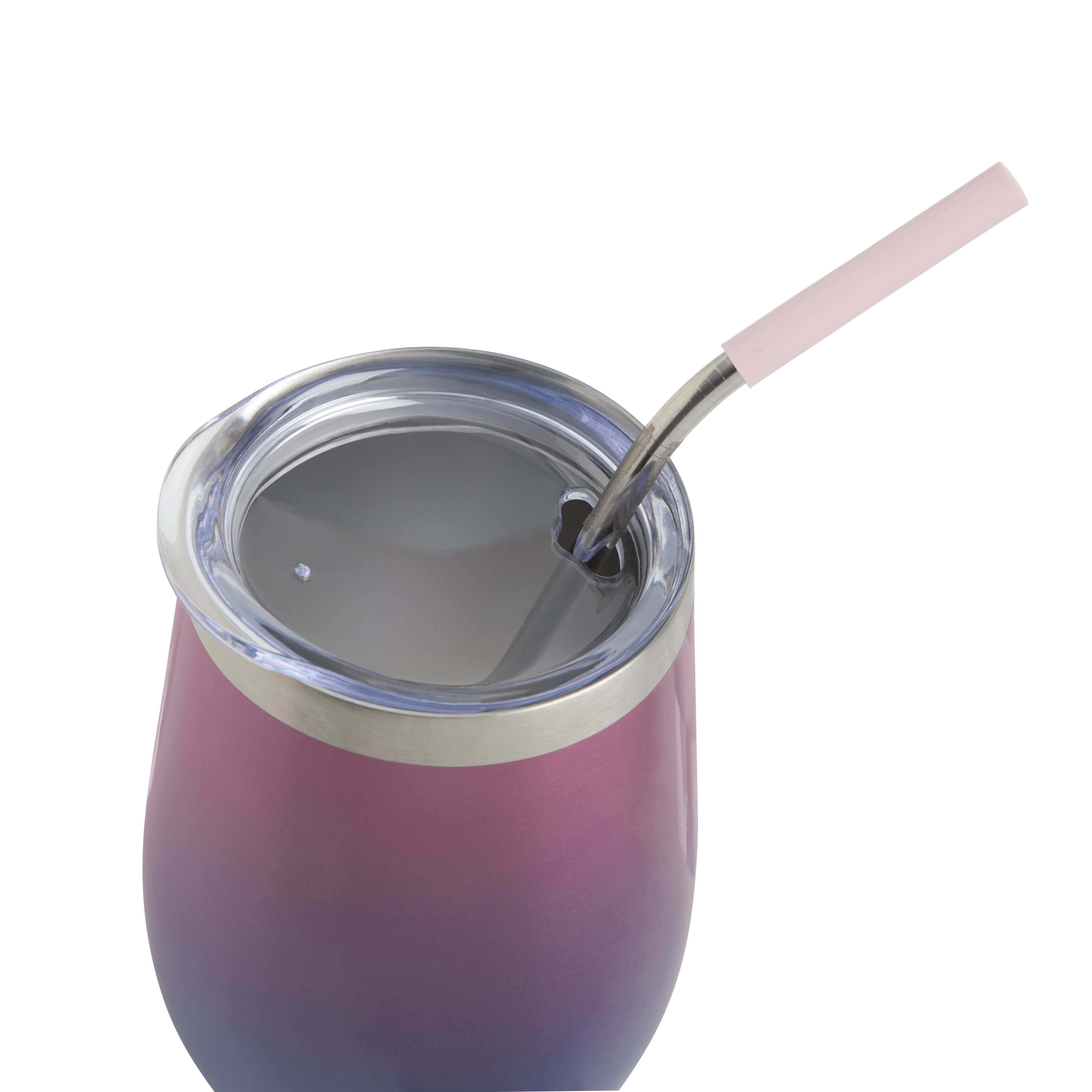17 oz Stainless Steel Straw Wine Tumbler with Lid - Insulated Double Wall Vacuum Cup for Chilled Cocktails, Iced Coffee & Outdoor Parties - BPA Free Leakproof Travel Mug