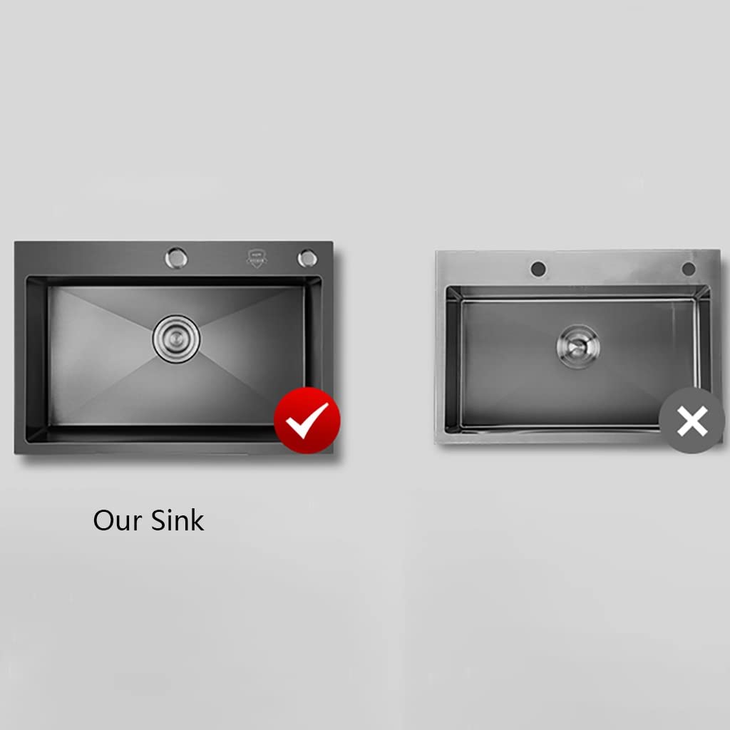 Premium 27-inch Stainless Steel Single Bowl Kitchen Sink - Topmount/Undermount Handmade Rectangle Sink with Drain Tray & Prep Station (24