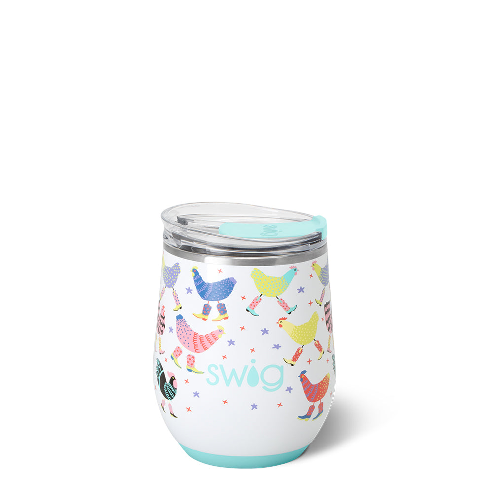 Funky Chicken Stemless Wine Glass 12oz - Perfect for Parties, Gifts & Home Decor