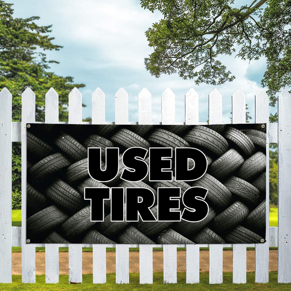 Vinyl Banner - 60x144 Inches with 10 Grommets - Heavy Duty Weatherproof Outdoor Advertising Sign for Automotive, Industrial & Yard Use - Multiple Sizes Available (Grey) - Perfect for Tire Shops, Car Dealerships & Construction Site Signage