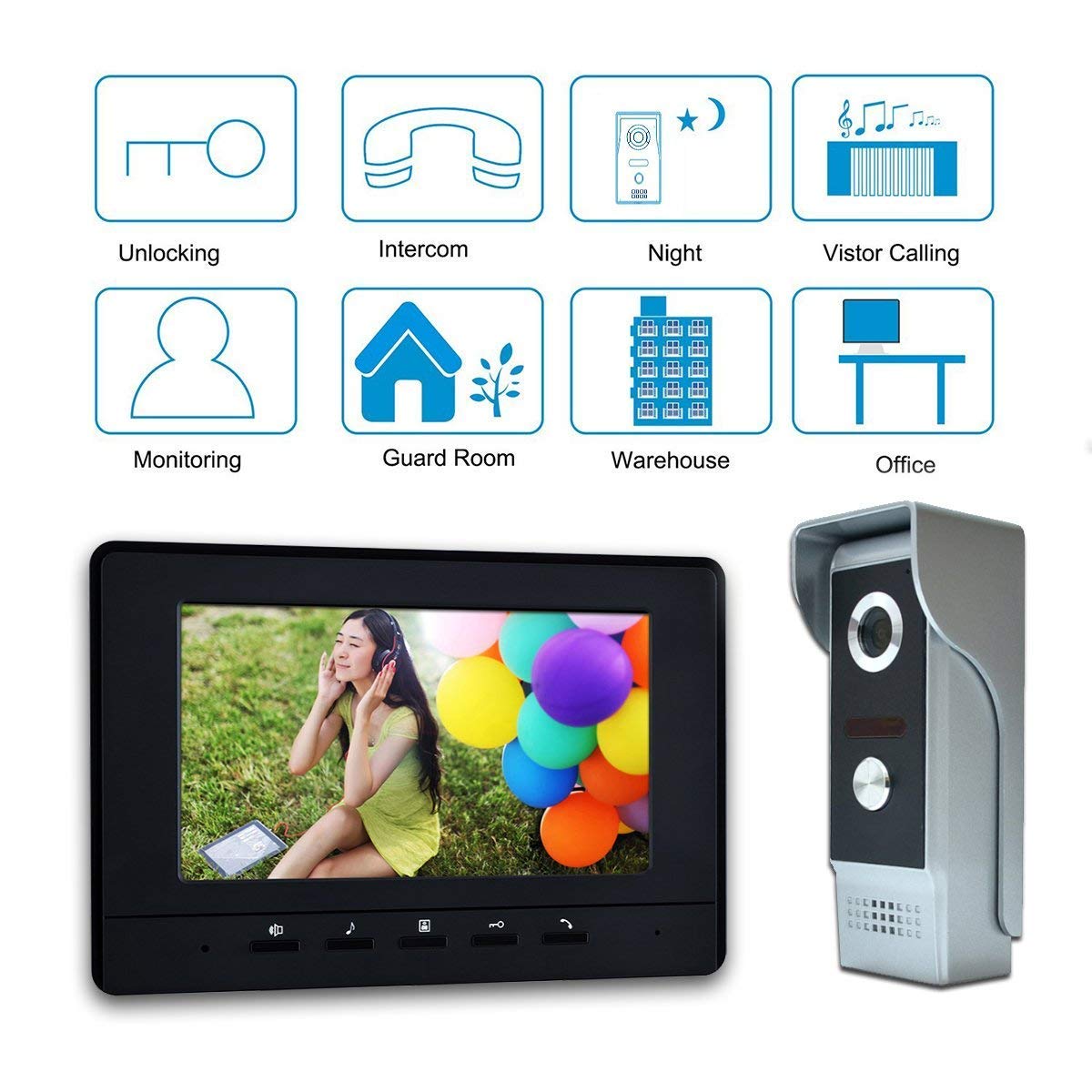 7-Inch Wired Video Intercom System with HD Camera & Electronic Door Lock - Secure Home Entry Solution for Apartments, Offices, and Gated Communities