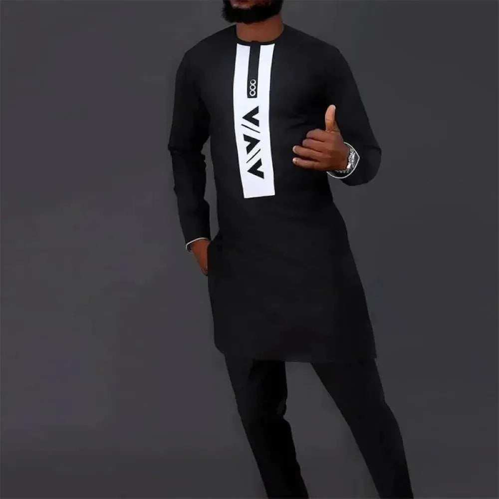 Stylish Men's Colorblock Casual Pants Outfit Set - Comfortable Matching Lounge Wear for Everyday & Travel