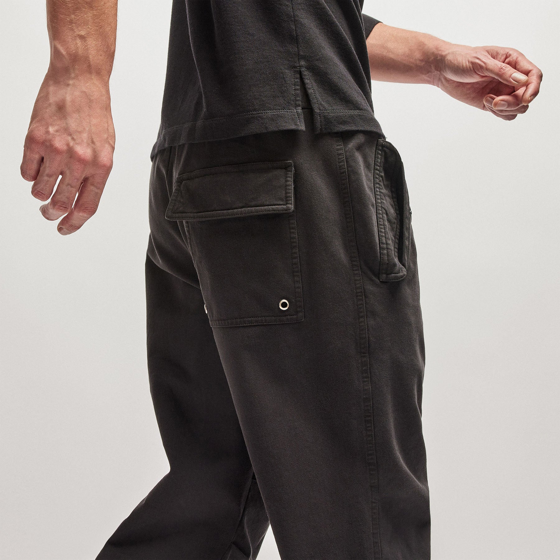 Premium Cotton Terry Flight Pants for Men - Soft & Comfortable Lounge Pants - Black - Perfect for Travel, Lounging & Relaxing at Home