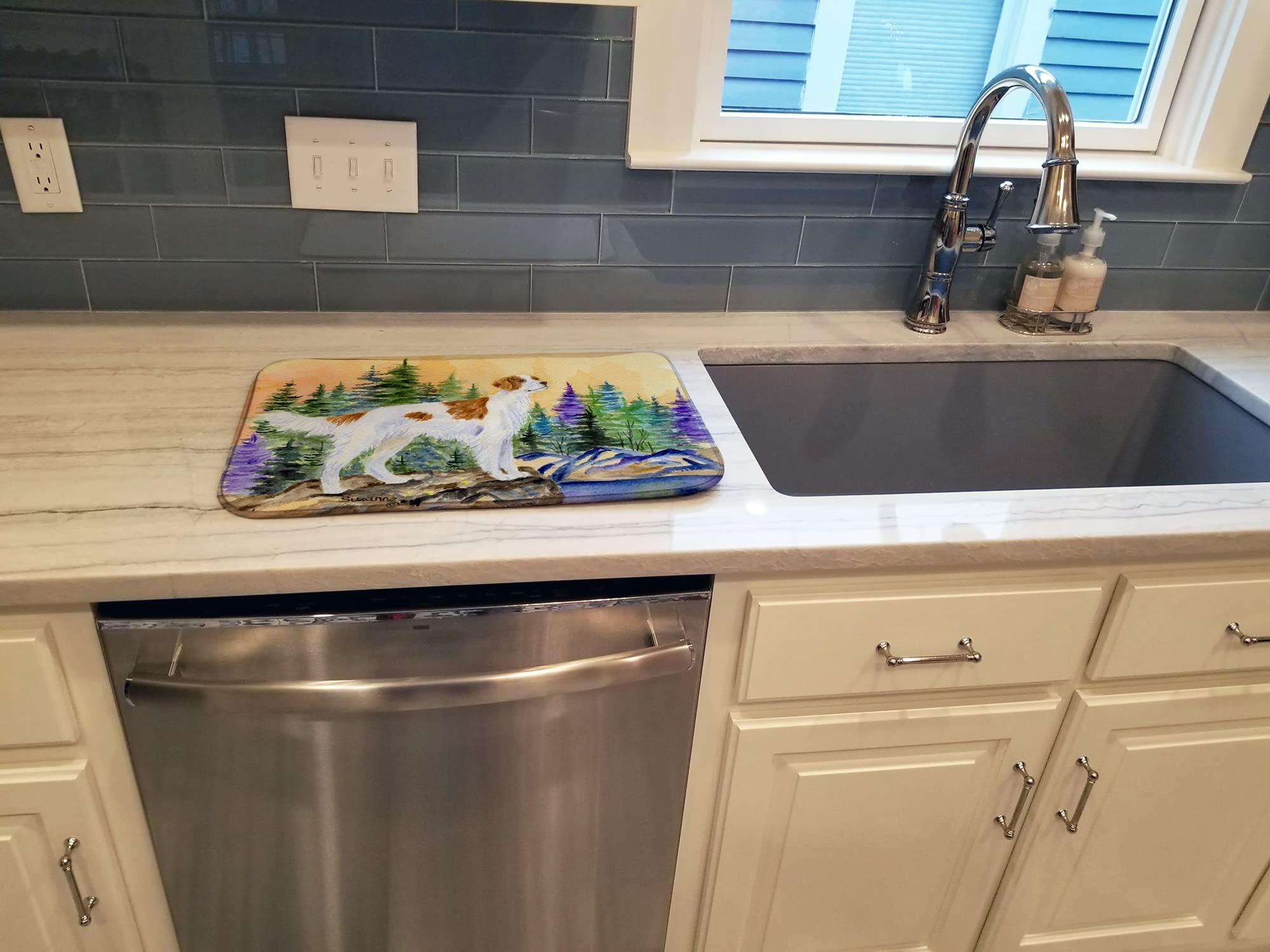 Caroline's Treasures SS8146DDM Absorbent Dish Drying Mat Set - 14 x 21 Inch Multicolor Kitchen Counter Drying Pad | Perfect for Countertop Dish Drainer, Utensil Drying & Protecting Surfaces from Water Damage