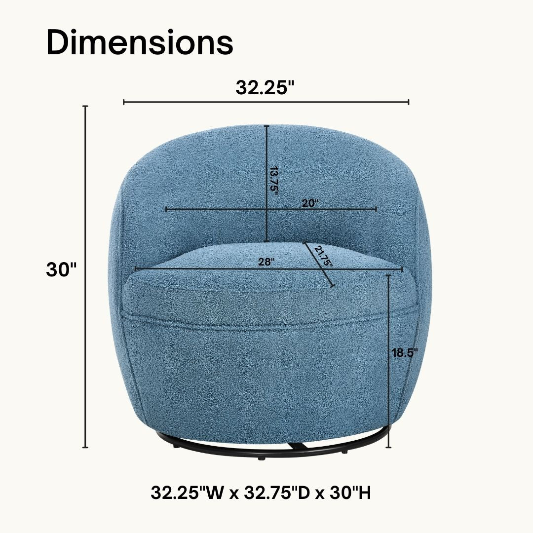 Roundhill Furniture Galleria 360 Swivel Faux Shearling Barrel Chair - Cozy Modern Accent Chair for Living Room, Bedroom & Office - Perfect for Reading, Relaxing & Home Decor