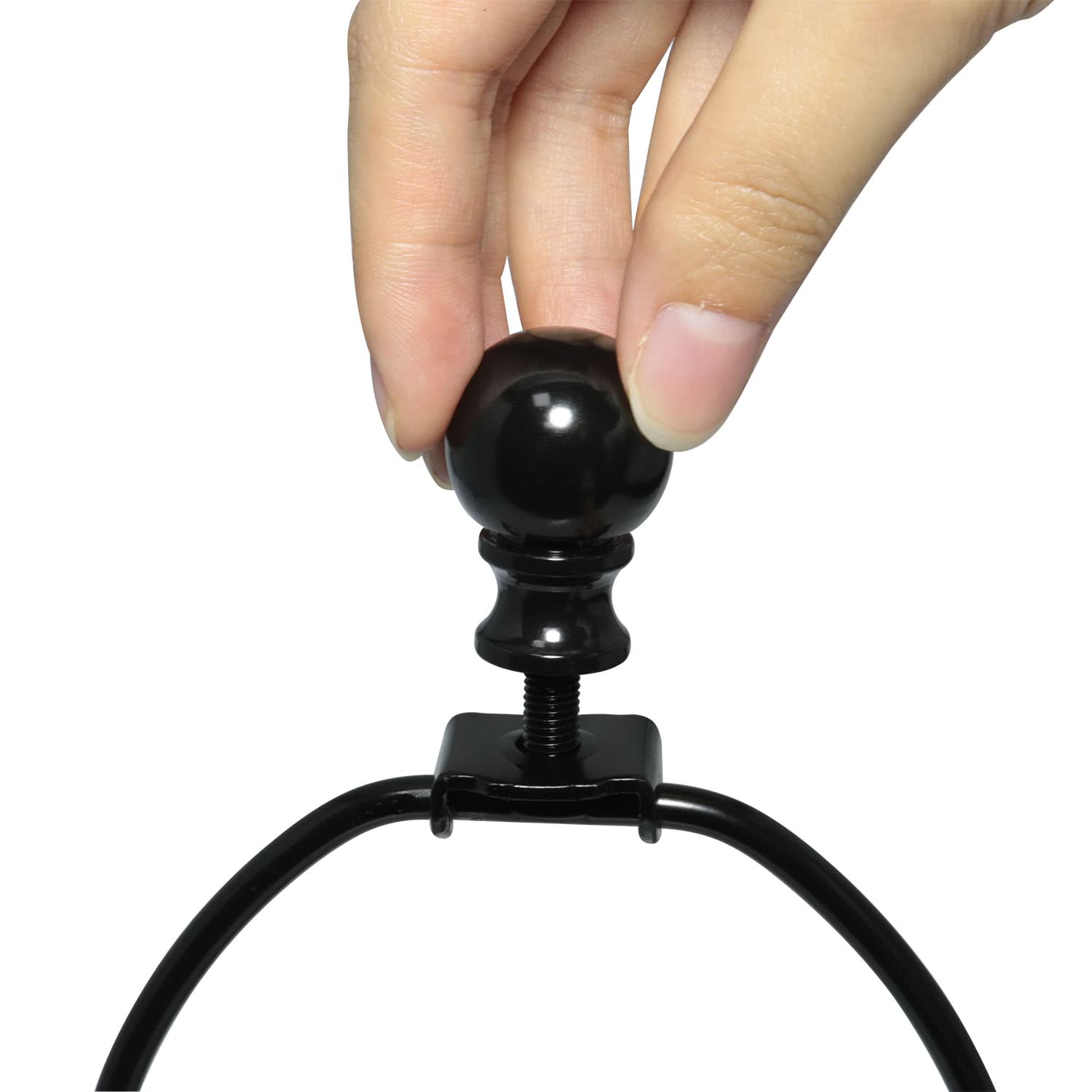 8 Inch Lamp Harp Holder with 1-1/2 Inch Oil Rubbed Black Steel Ball Knob Finial - Universal Lamp Shade Accessory for Table Lamps, Floor Lamps, and Home Decor - Perfect for Living Room, Bedroom, and Office Lighting