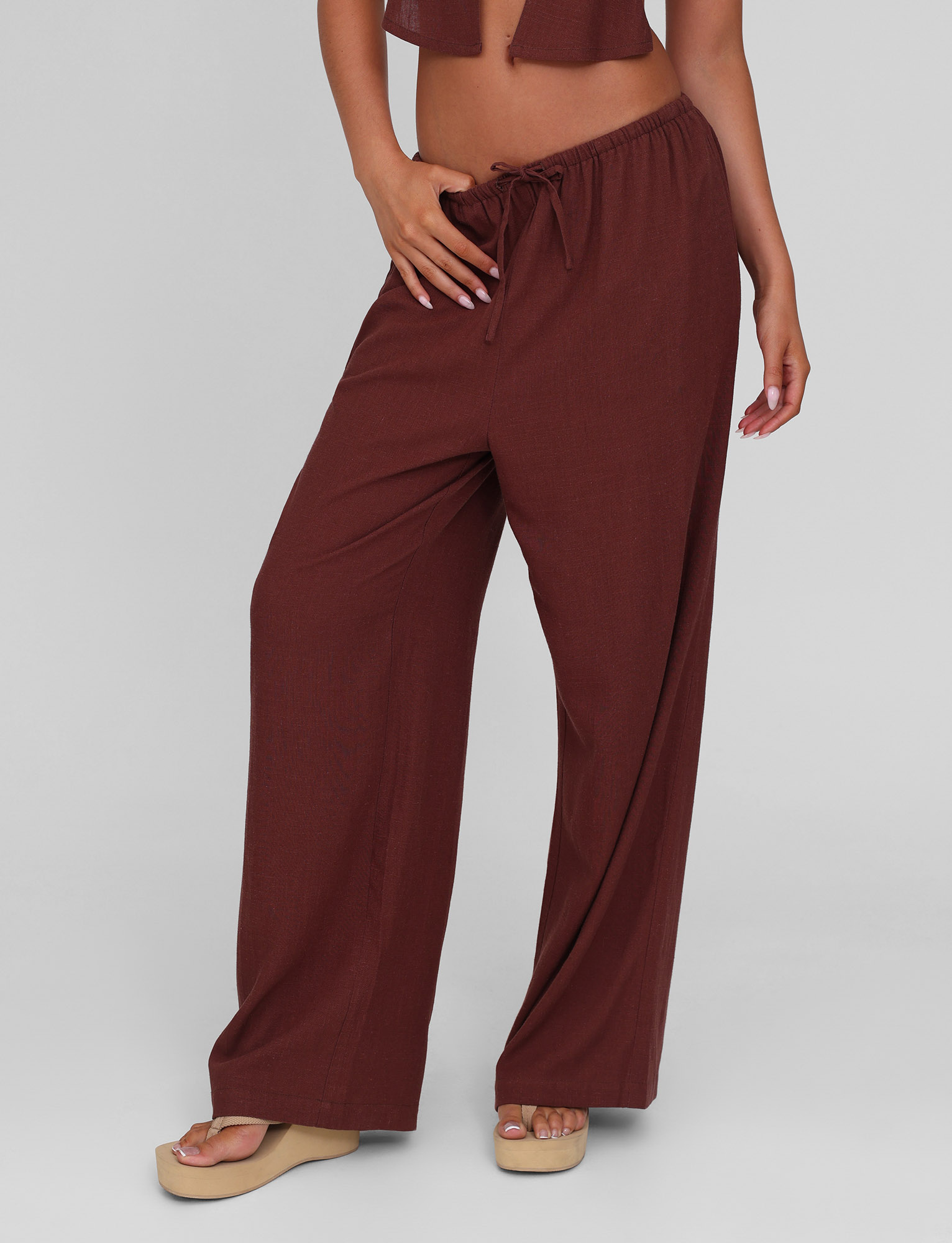 LAINEY PANT Women's Casual High Waisted Wide Leg Trousers in Chocolate Brown - Perfect for Office Wear, Travel & Everyday Comfort