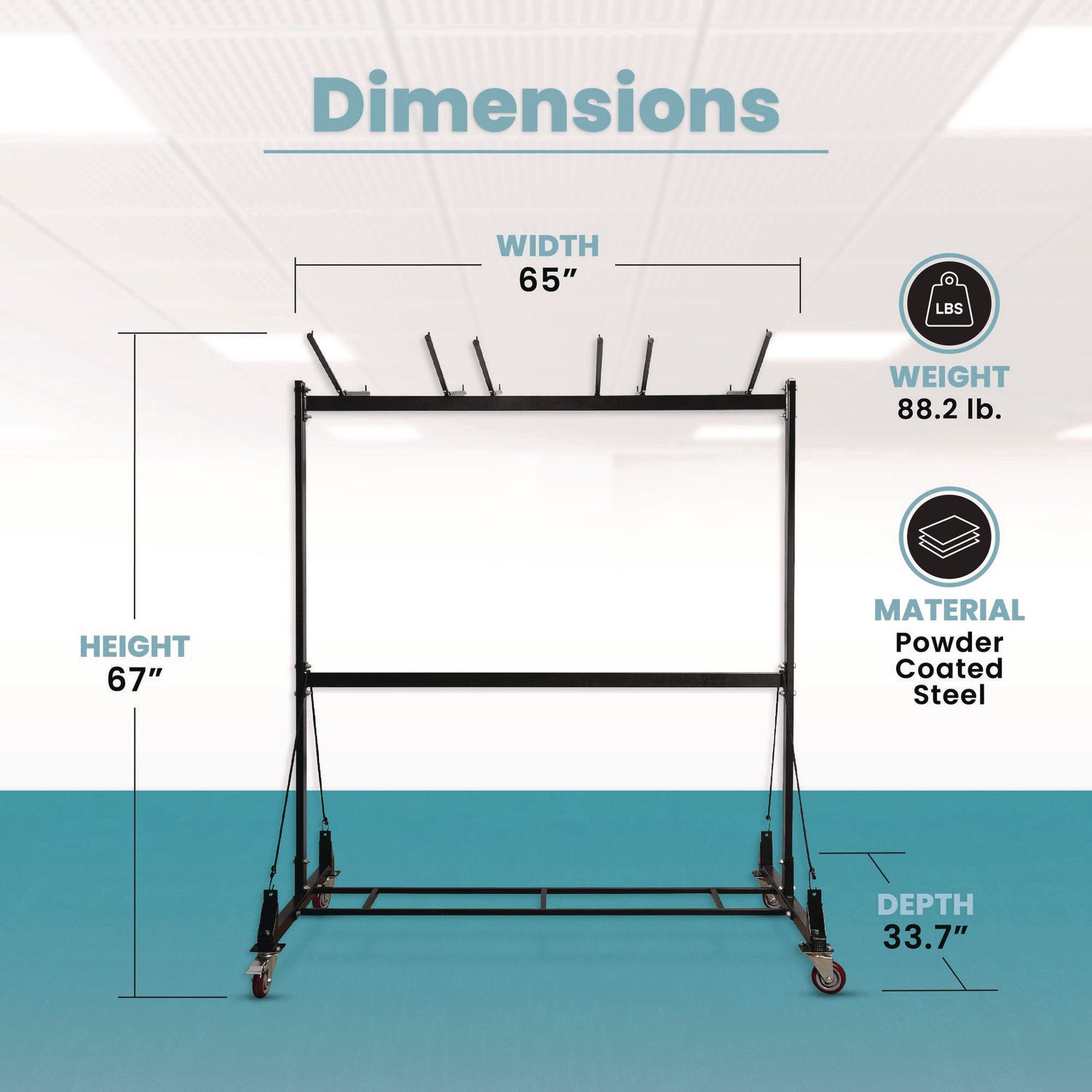 AdirOffice Heavy Duty Folding Chair and Table Combo Cart - 600 lb Capacity Metal Utility Cart with Wheels, 33.7