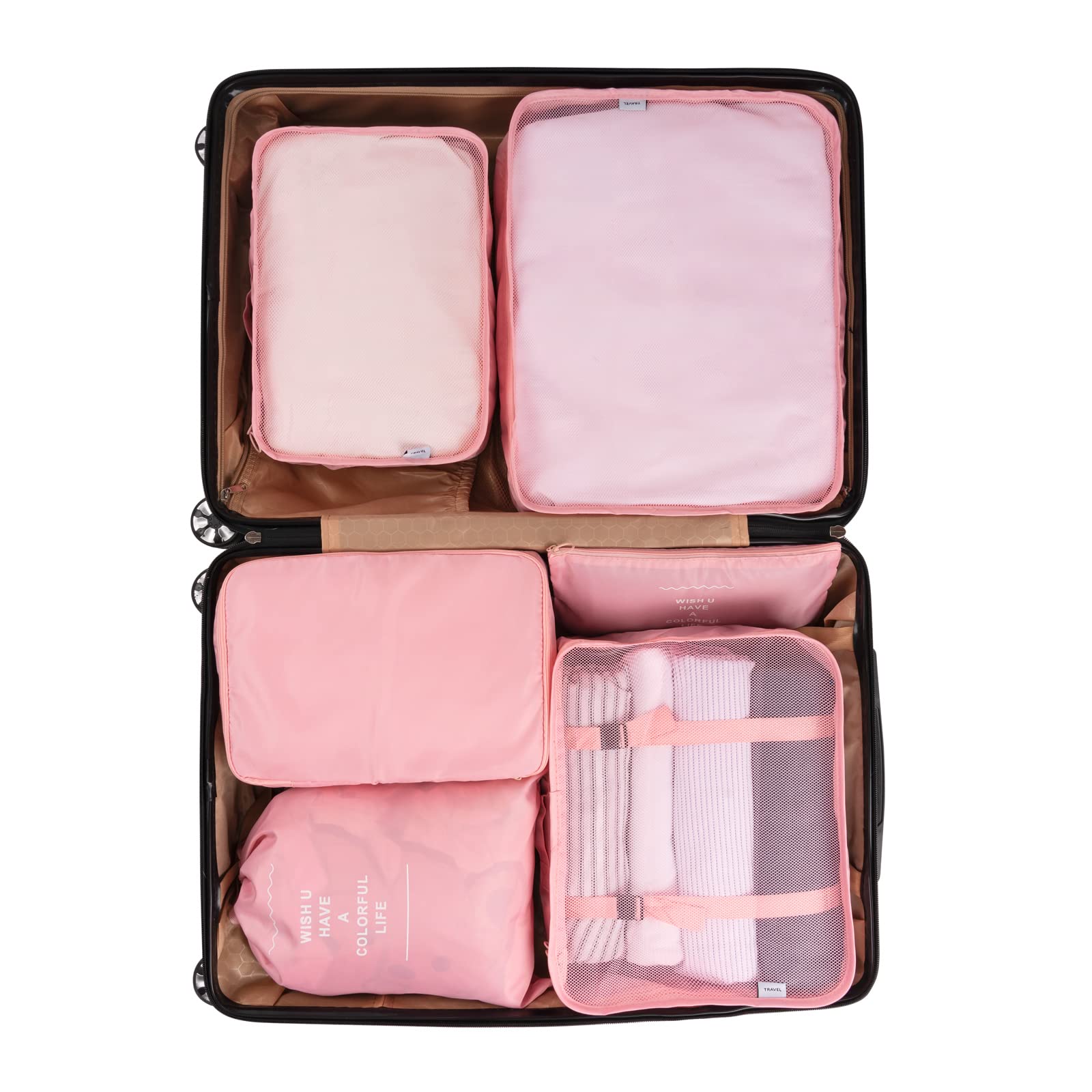 Adwaita 6-Piece Packing Cubes Set - Lightweight Travel Luggage Organizers for Suitcases (Pink) | Perfect for Business Trips, Vacations & Weekend Getaways