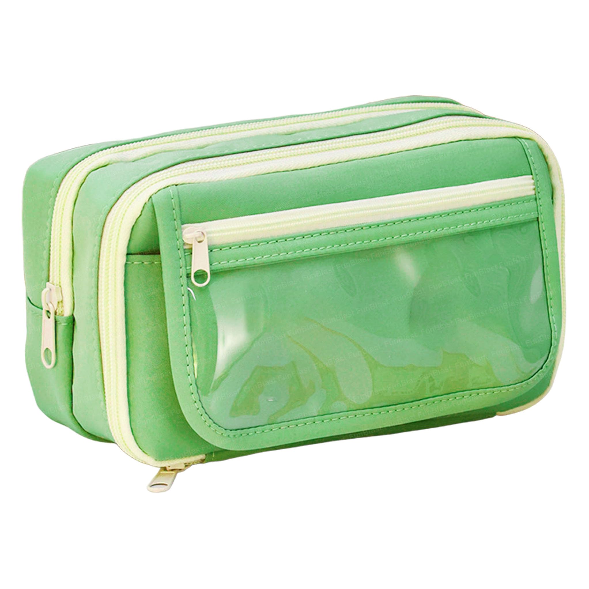 FunBlast Kawaii Aesthetic Pencil Case Organizer - Large Capacity Zippered Pouch for School, Office & Travel - Cute Stationery Holder for Kids & Adults (Green) - Perfect for Backpack, Desk & On-the-Go Organization
