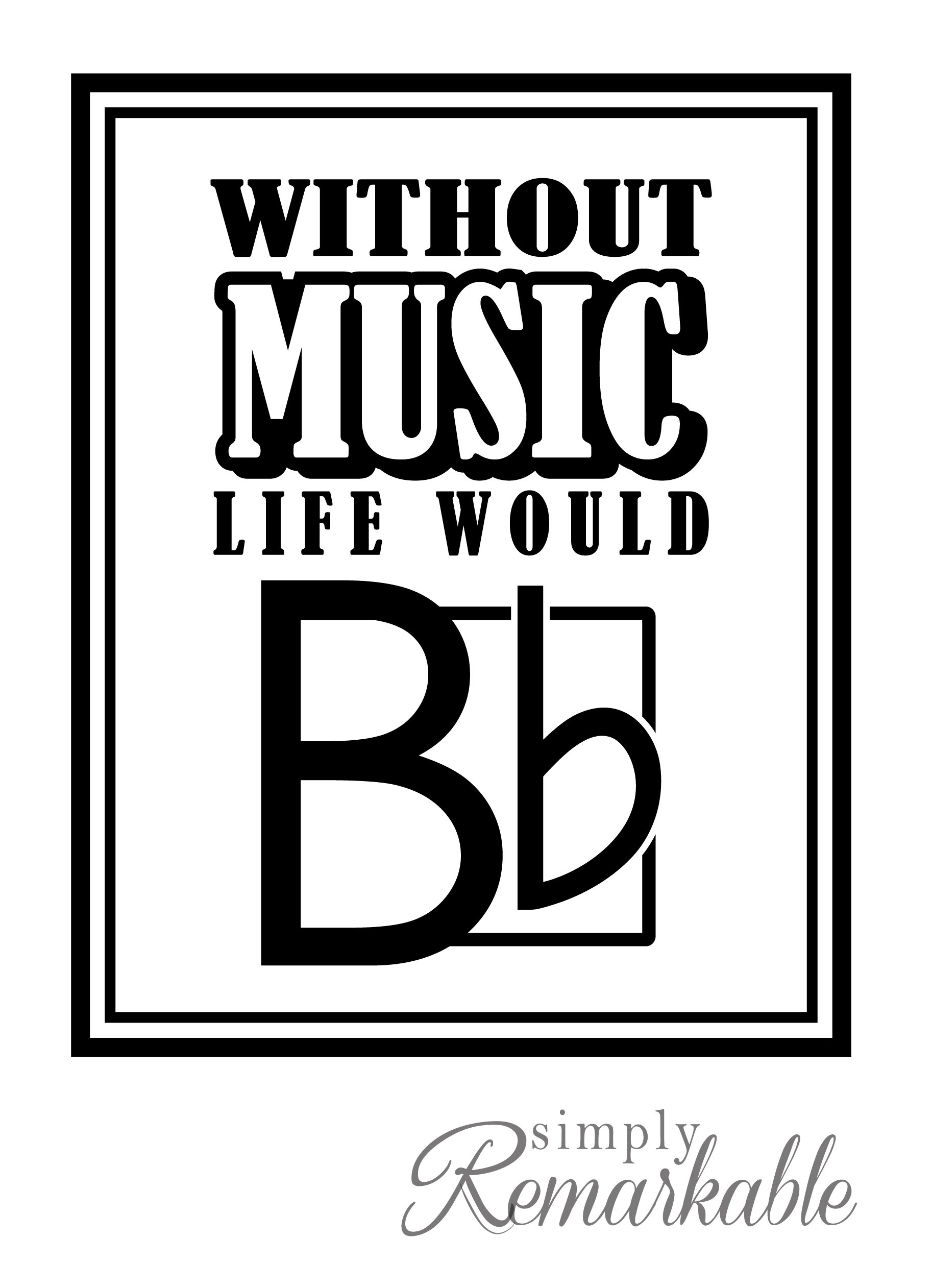 Vinyl Decal Sticker for Laptop, Wall, Car, MacBook - Life Without Music Would B Flat - Perfect for Music Lovers, Office & Home Decor