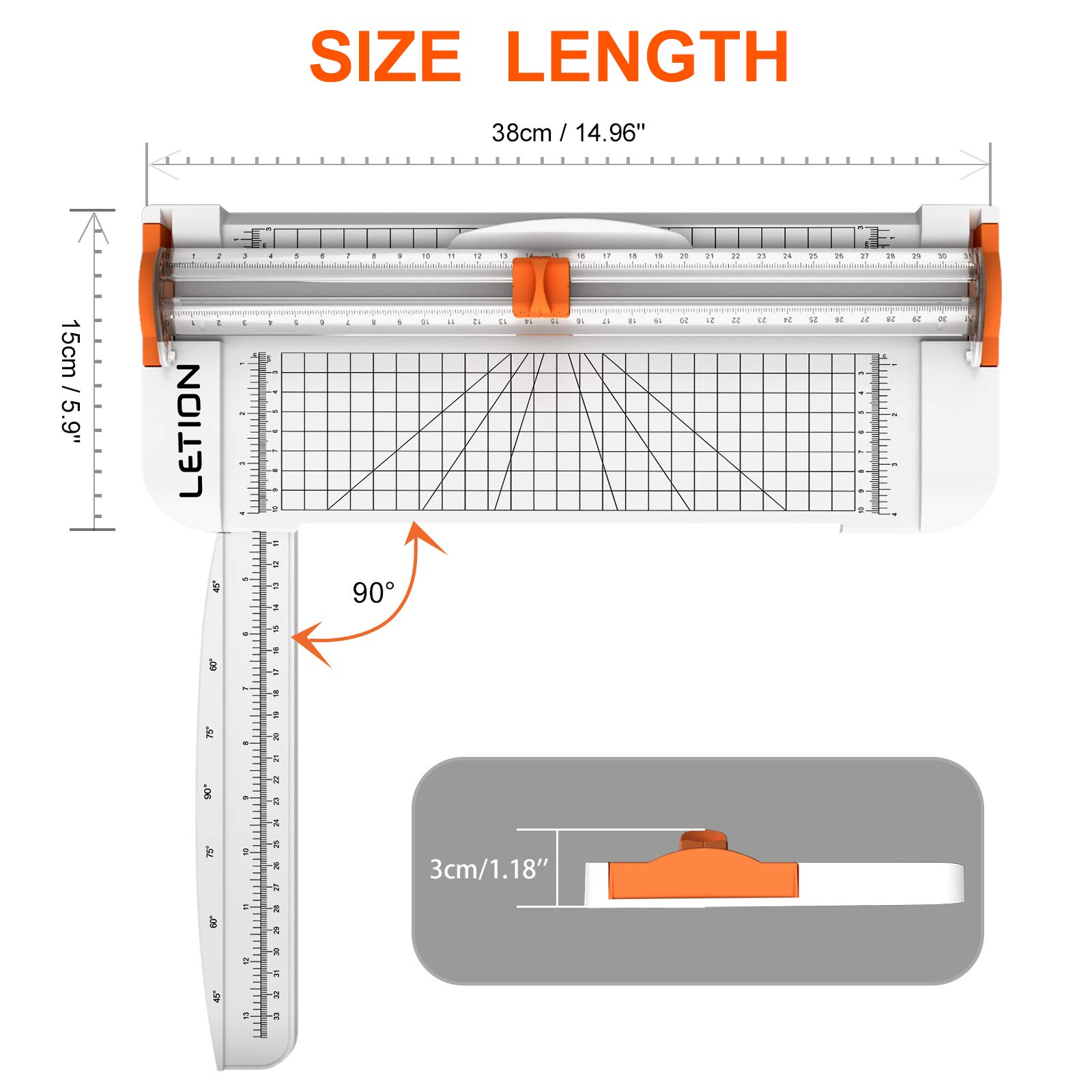 12 Inch Titanium Paper Trimmer with Automatic Safety Guard - Precision Paper Cutter for Scrapbooking, A4, Craft Paper, Labels, Photos & Cardstock | Perfect for Office, School, Crafting & DIY Projects (White)
