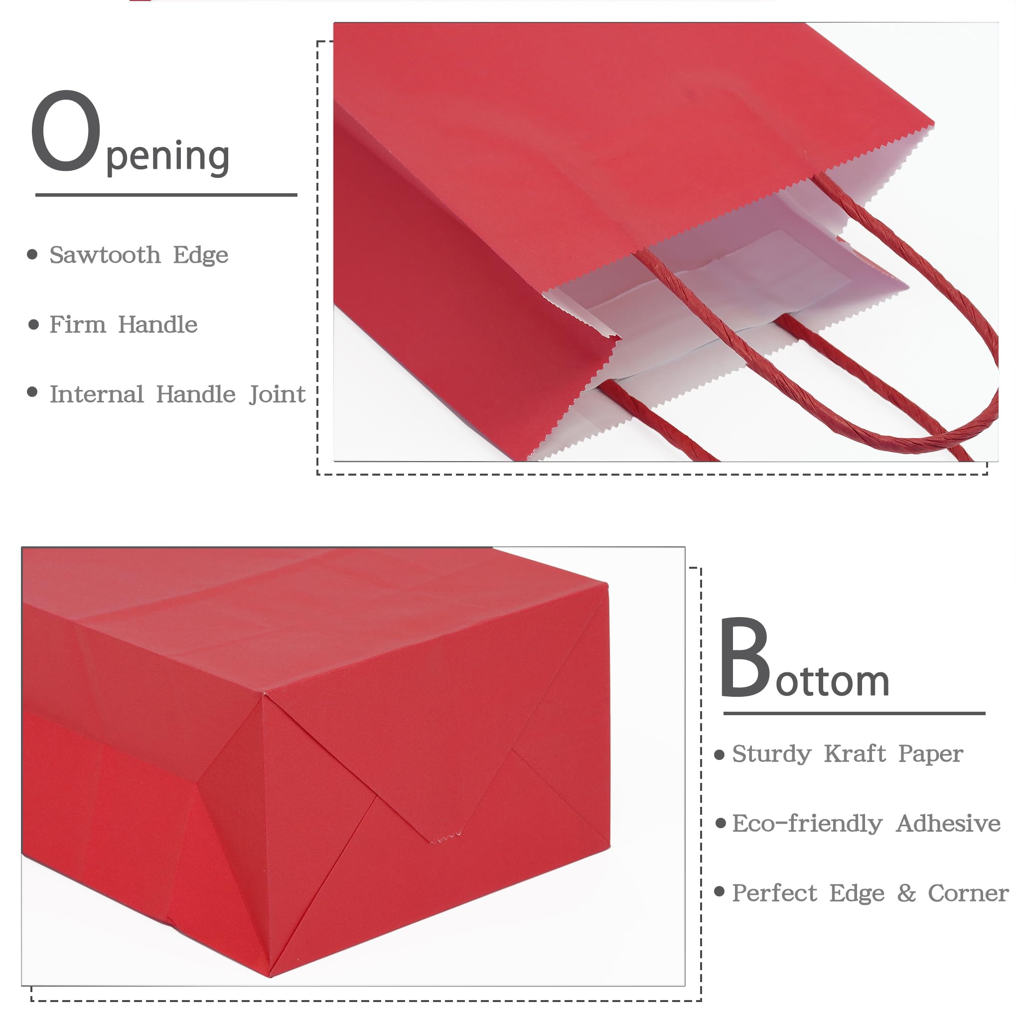 AZOWA Mini Kraft Paper Gift Bags with Handles - 25 Pcs, Red - Perfect for Party Favors, Wedding Decorations, and Small Gift Packaging