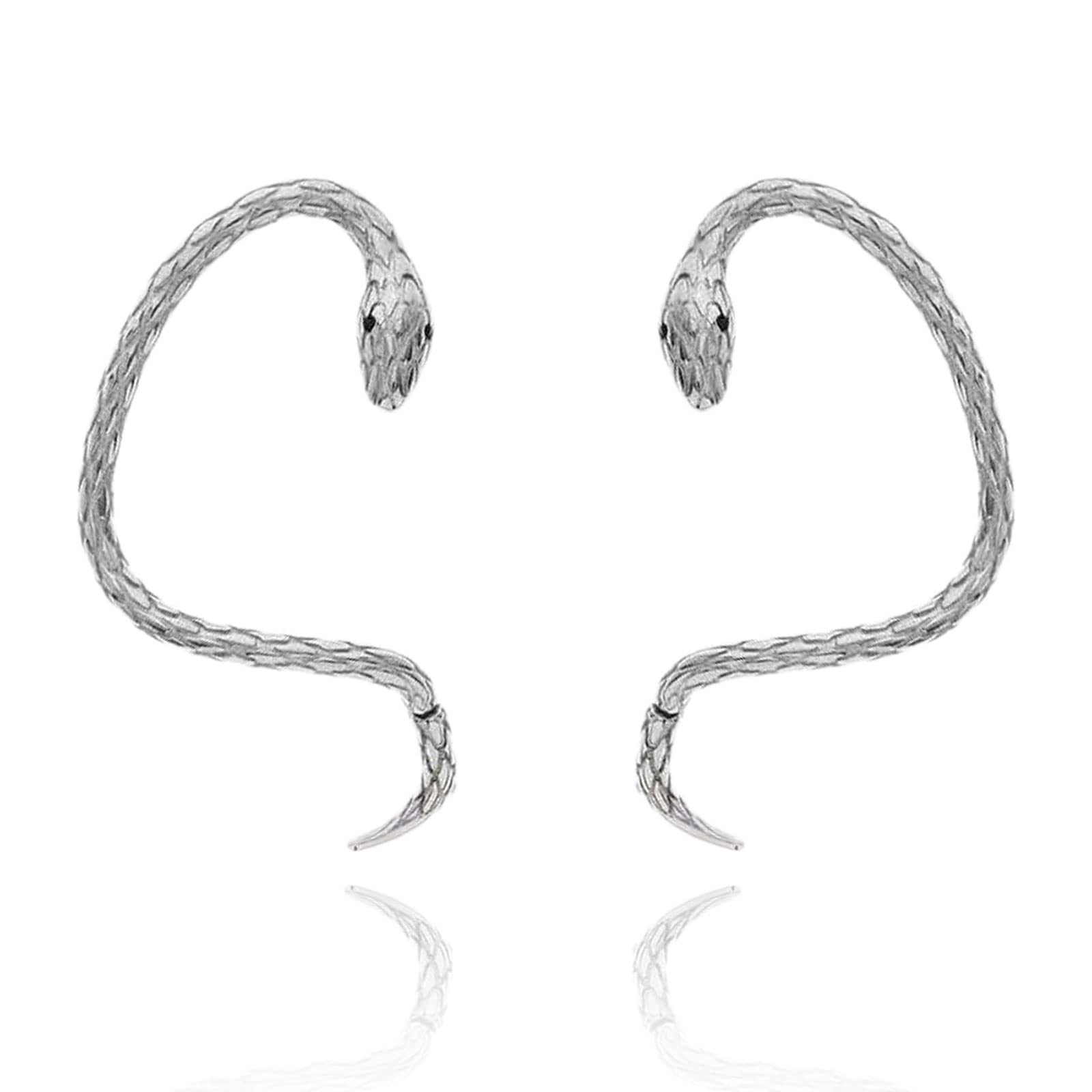 Vintage Snake Stud Earrings & Ear Cuffs for Women - Cartilage Clip On, Pierced Ear Wrap Climber Jewelry - Perfect for Parties, Date Nights & Boho Fashion