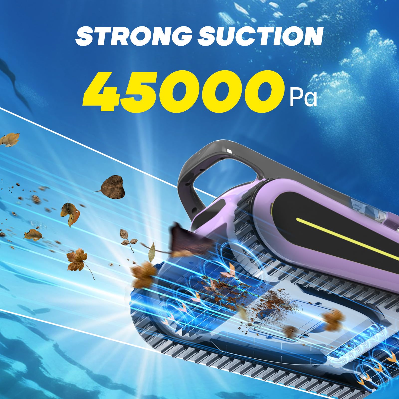2024 Upgraded Cordless Robotic Pool Cleaner - Powerful Motor, 2.5H Runtime, Wall Climbing & Smart Navigation for Above Ground & In-Ground Pools (Purple Black) | Automatic Pool Maintenance for Sparkling Clean Water All Season