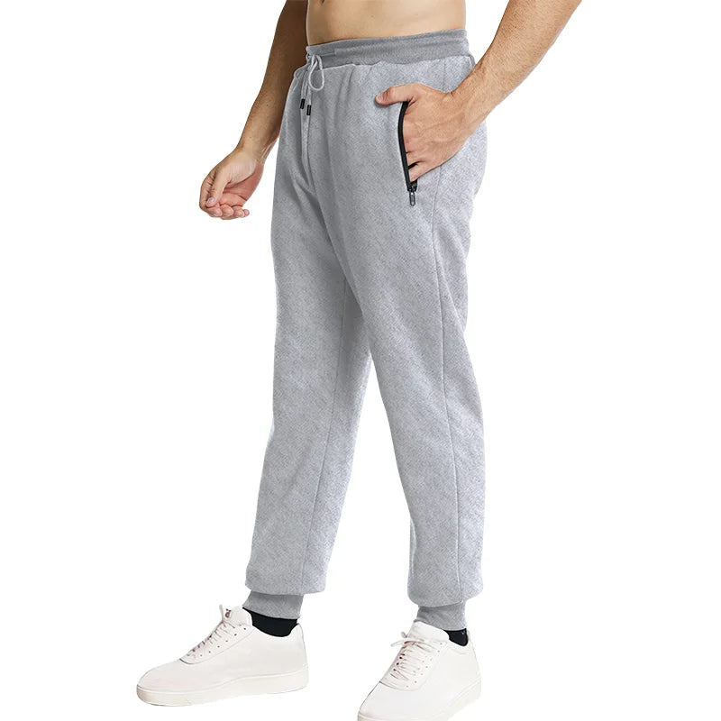 Men's Sweatpants with Side Zipper Pockets - Elastic Waist Joggers & Track Pants for Gym, Running, Workout & Casual Wear - Comfortable Baggy Sport Pants for Fitness & Lounge