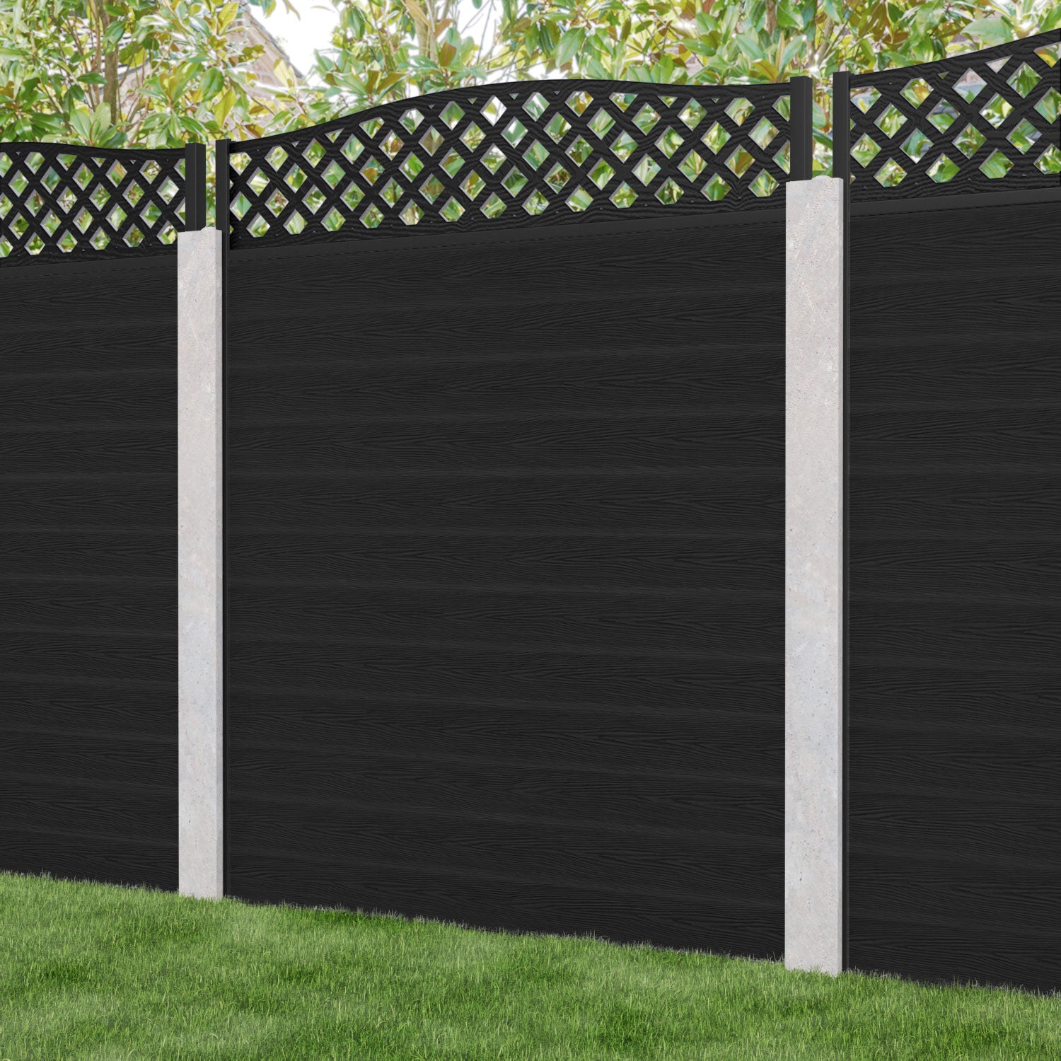 Classic Black High Wave Fence Panel for Existing Concrete Posts - Durable Privacy Fencing for Backyard, Garden, and Property Boundaries
