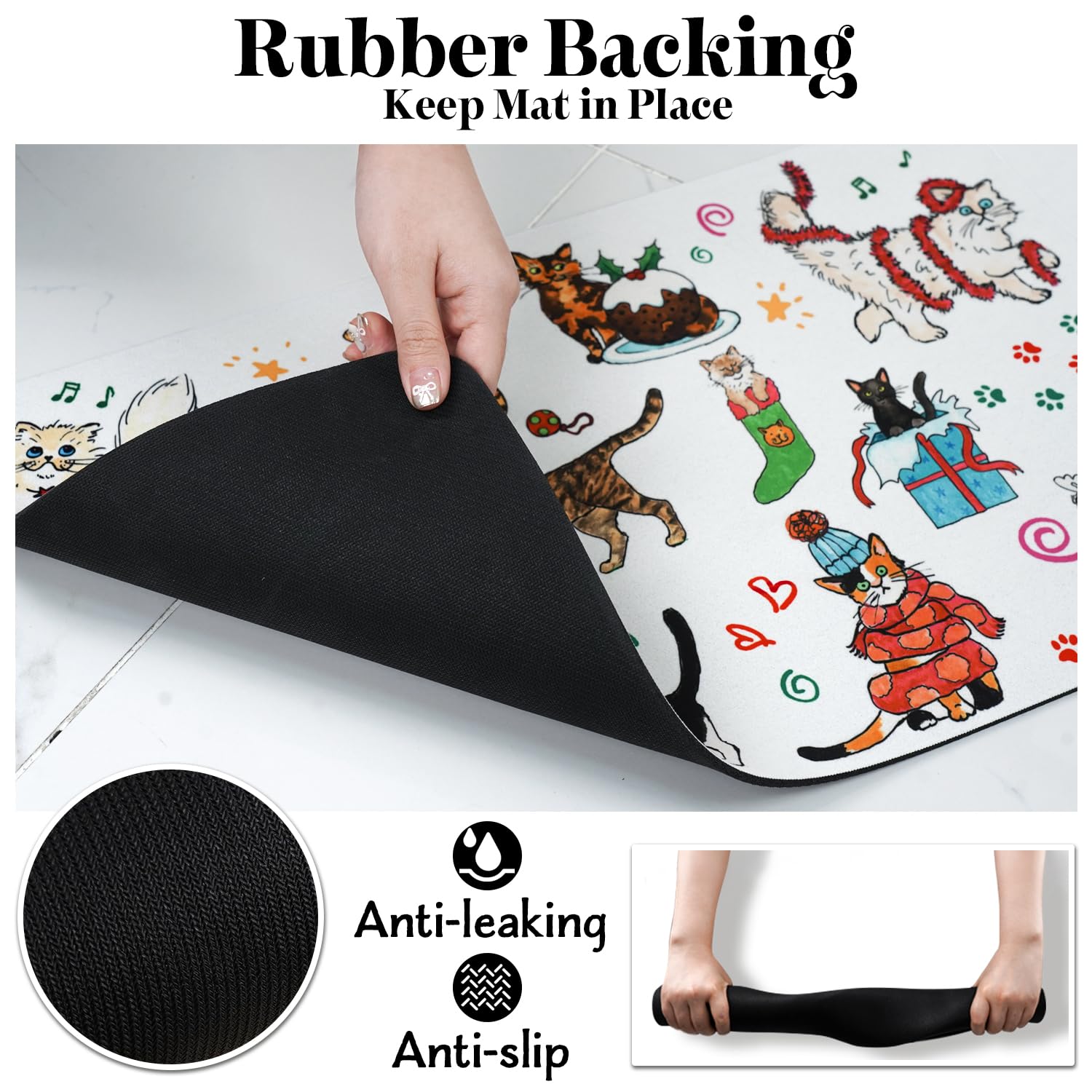 **Non-Slip Absorbent Pet Food Mat for Dogs & Cats - Quick Dry Waterproof Dog Bowl Mat for Food & Water - Perfect for Messy Eaters & Spill Protection in Kitchen or Feeding Area**