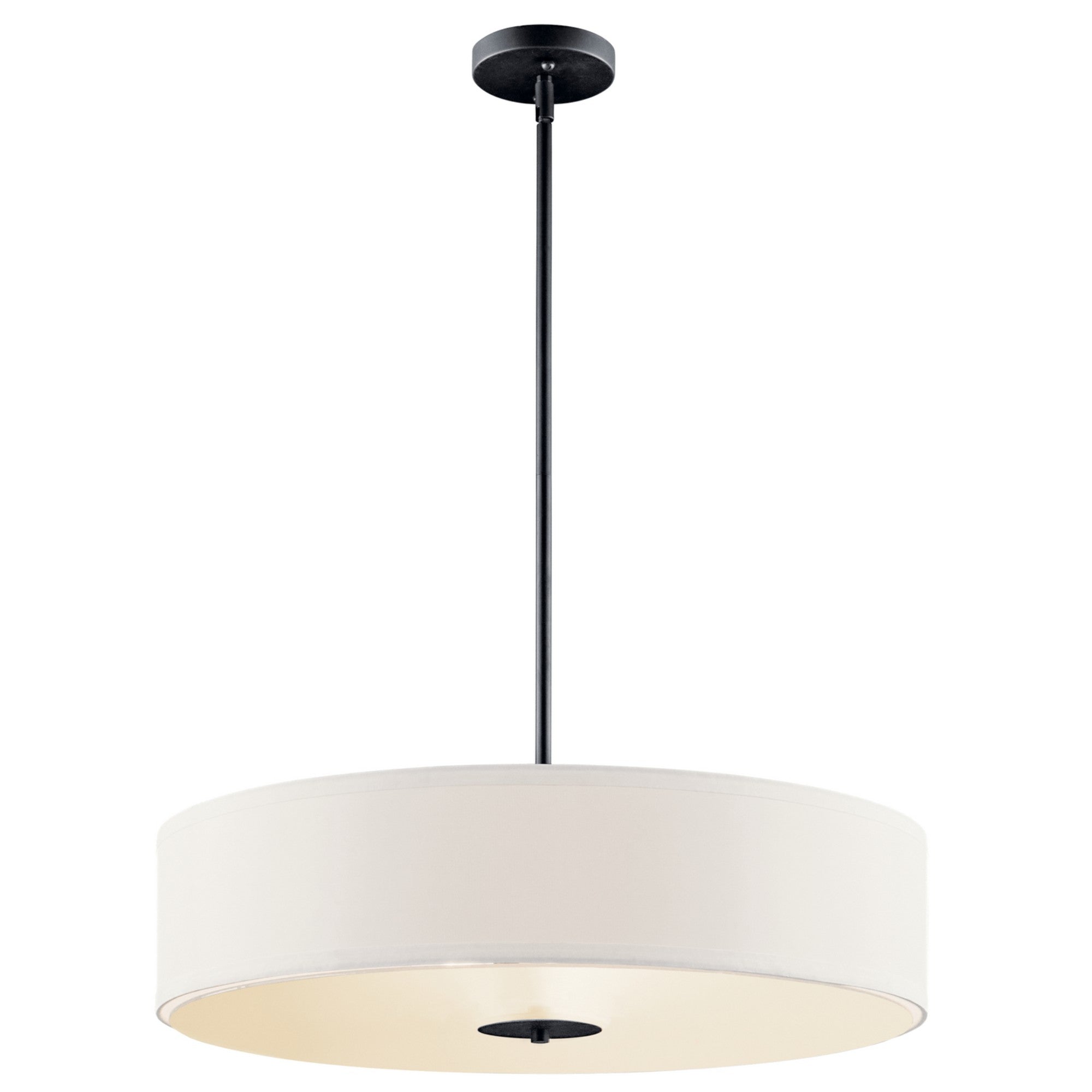 24 Inch 3-Light Convertible Pendant/Semi-Flush Mount Ceiling Light Fixture - Black Finish for Dining Room, Kitchen Island, or Bedroom Lighting