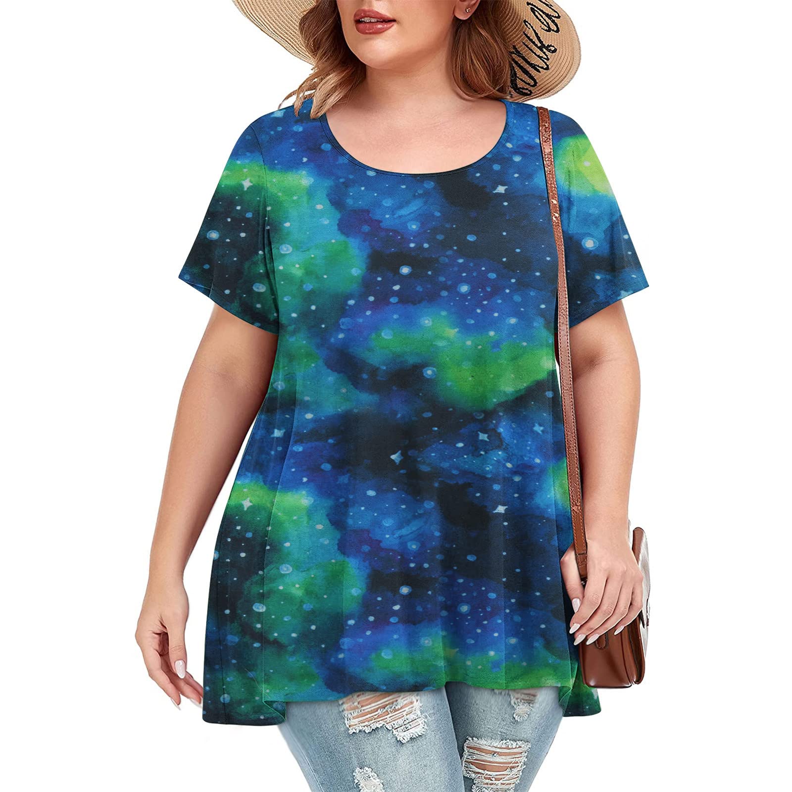 Plus Size Floral Tunic Tops for Women - Boho Summer Blouse for Casual Wear