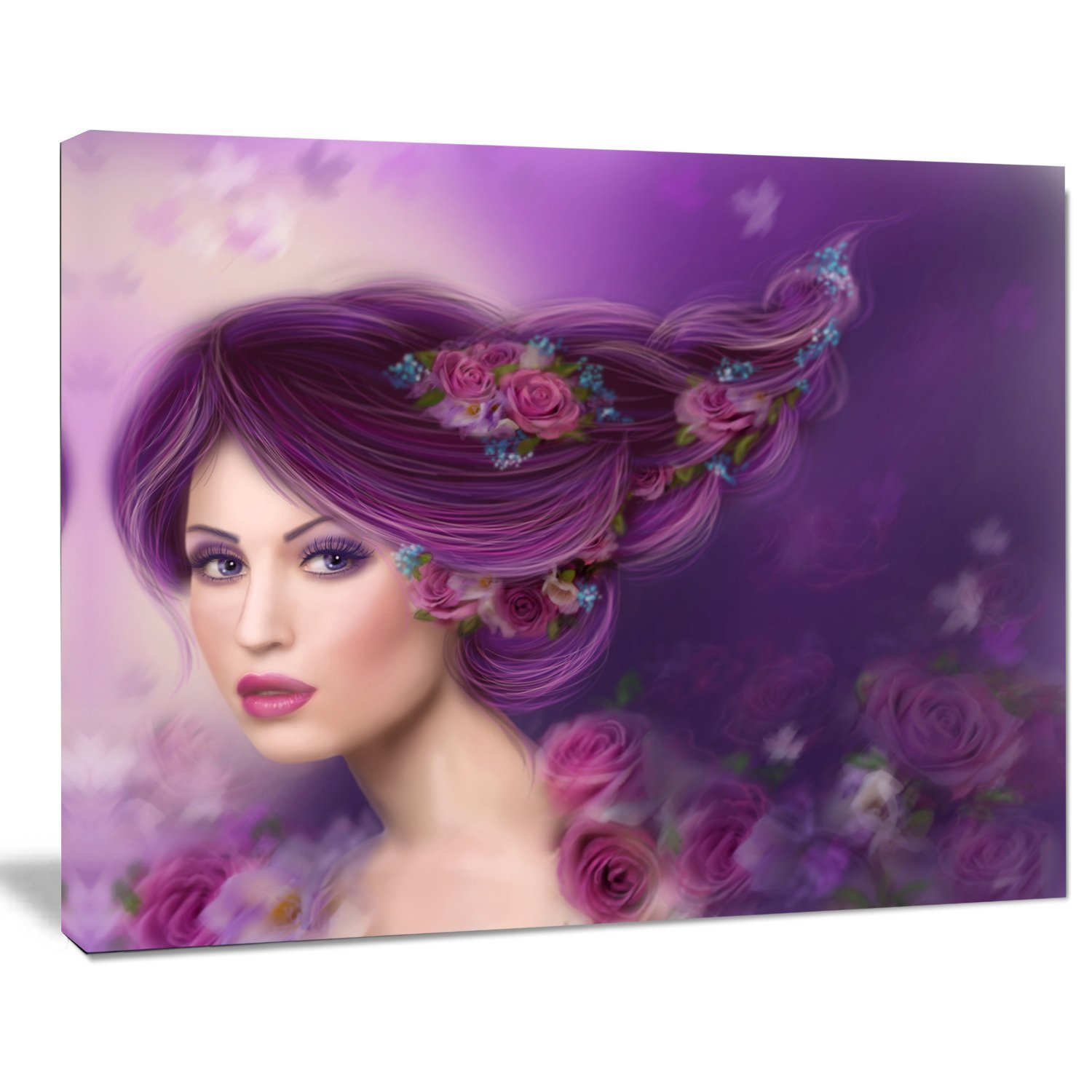 Abstract Purple Hair Woman Portrait Canvas Print - Modern Wall Art for Living Room, Bedroom & Office Decor