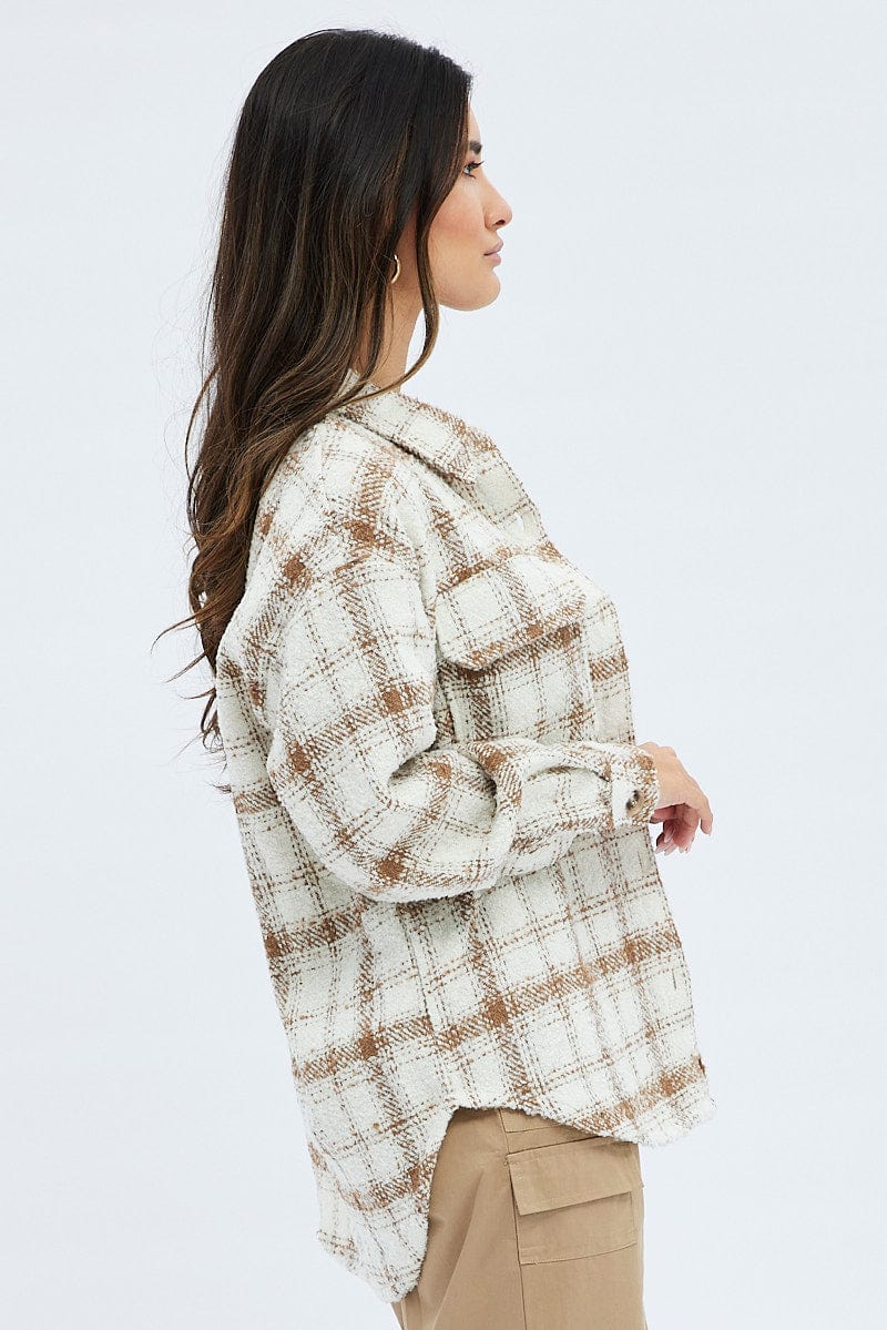 Stylish Beige Checkered Long Sleeve Collared Shirt for Men - Perfect for Casual Outfits, Office Wear & Date Nights