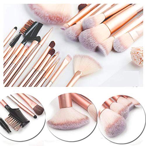 28Pcs Makeup Brush Set with Beauty Blenders & Travel Bag - Synthetic Foundation, Powder, Concealer, Eyeshadow & Blush Brushes - Champagne | Perfect for Professional Makeup Artists & Travel Beauty Kits