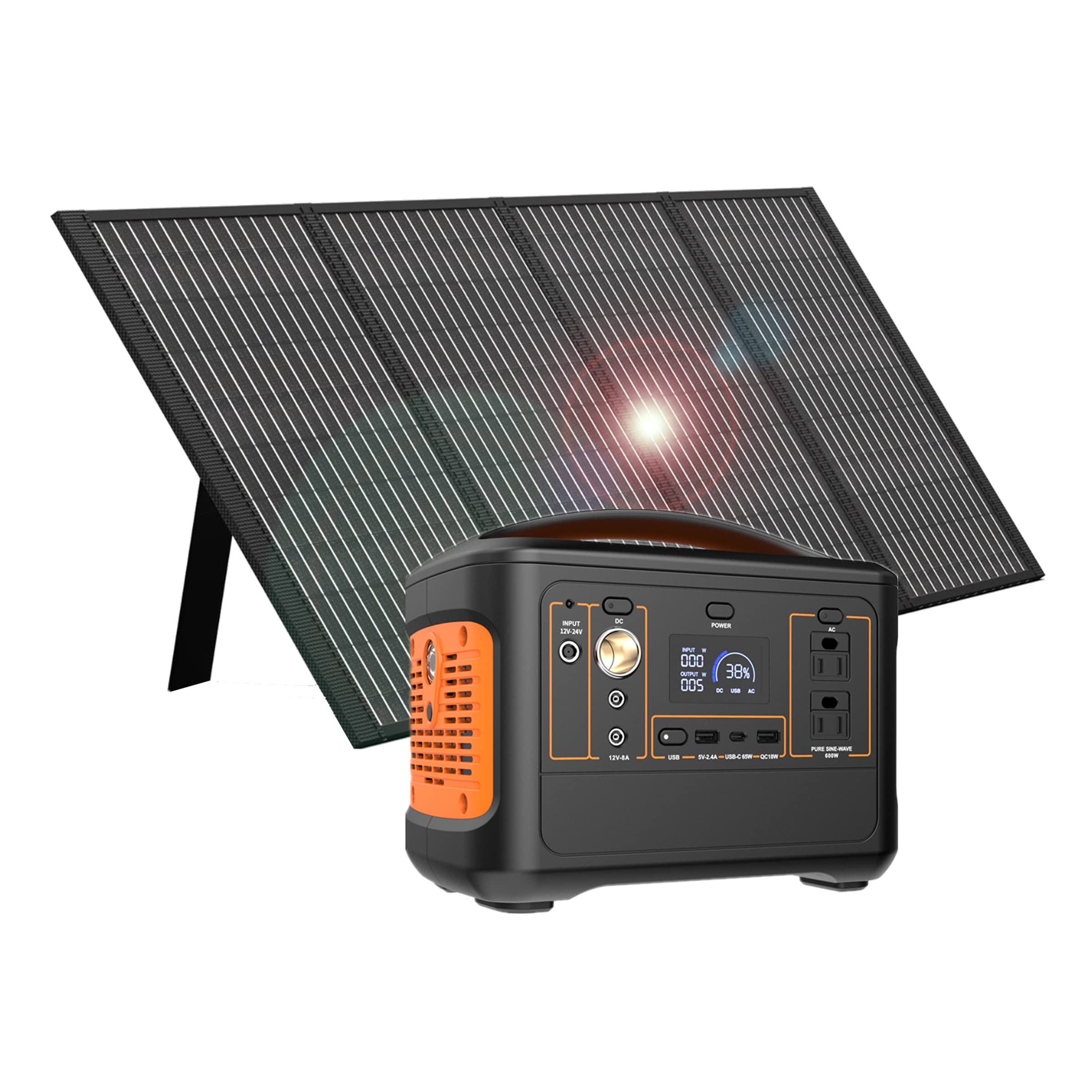 600W Portable Solar Generator with 100W Solar Panel - Yfipohs YW500 Lithium Battery Power Station for Camping, RV, Emergency Backup | Charge Phones, Laptops, CPAP Machines During Power Outages, Road Trips & Off-Grid Living | Perfect for Outdoor Adventures, Home Backup & Emergency Preparedness