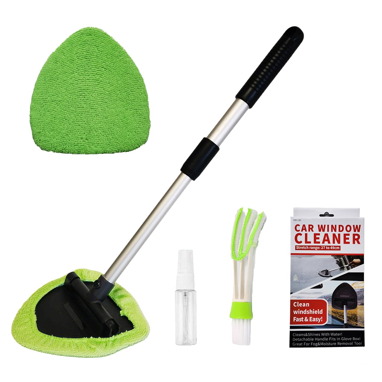 19.5 Inch Extendable Car Windshield Cleaner Brush Tool - Interior Window Cleaning Kit for Cars, Trucks & SUVs - Perfect for Streak-Free Cleaning at Home or On-The-Go