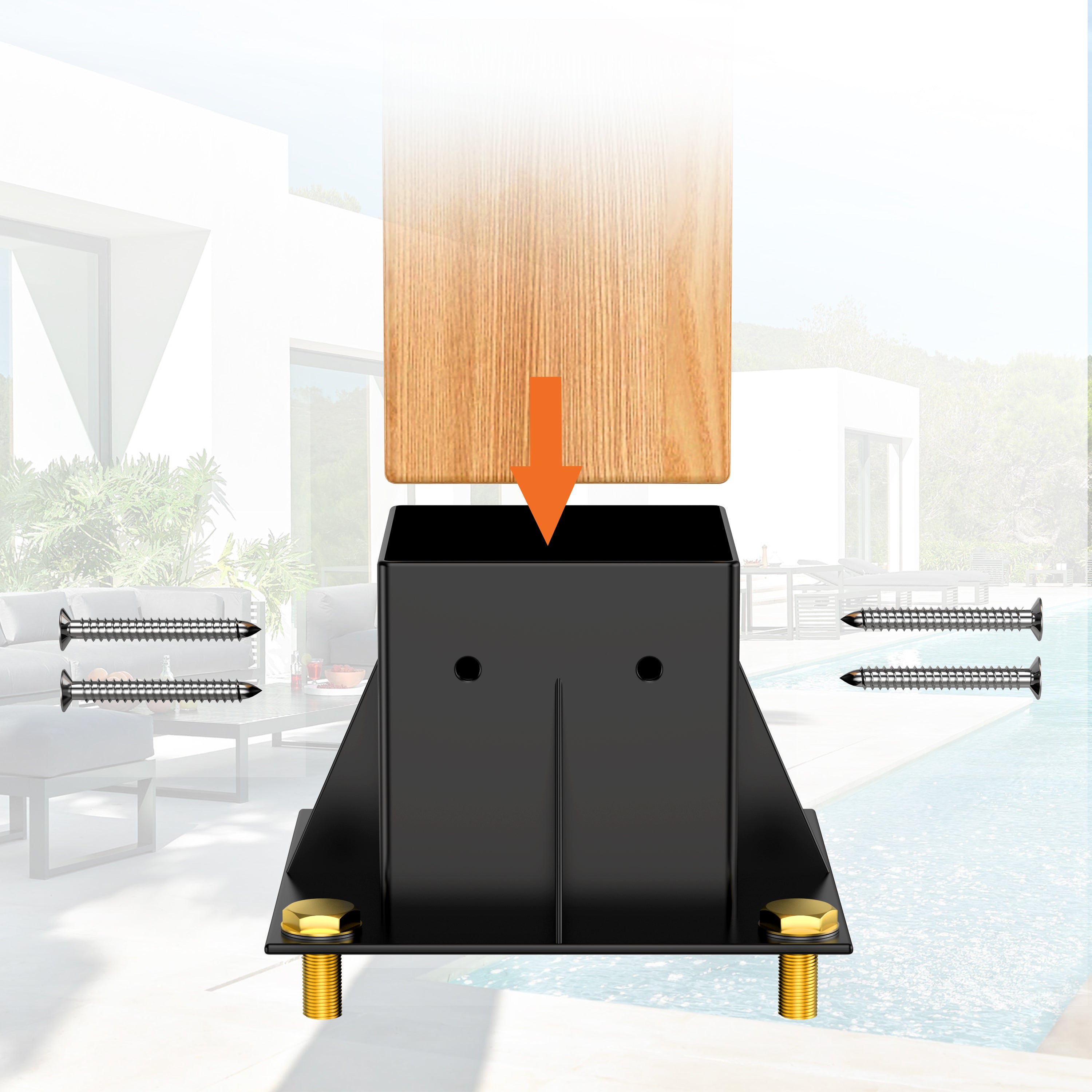 Heavy Duty 4x4 Steel Post Brackets (3.6x3.6 Inner) - 4PC Black Outdoor Fence Support Kit for Mailbox, Pergola, Deck & Garden Structures | Durable Construction for Long-Lasting Stability