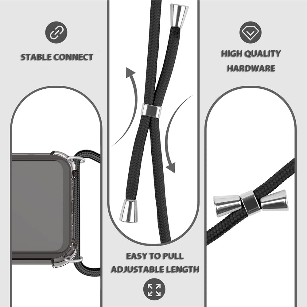 iPhone 13 Pro Case with Lanyard - Slim TPU + PC Shockproof Cover | Anti-Scratch & Anti-Yellowing | Adjustable Holder Strap for 6.1