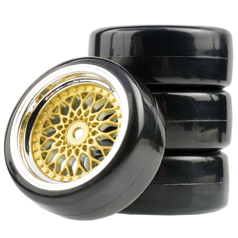 1/10 Scale RC Drift Car Wheels and Tires Set - 62mm Diameter, 12mm Hex, 3/6/9mm Offset - Compatible with HSP, HPI, Sakura RC Models - Perfect for Competitive Drifting and Street Racing (Offset: 3mm)