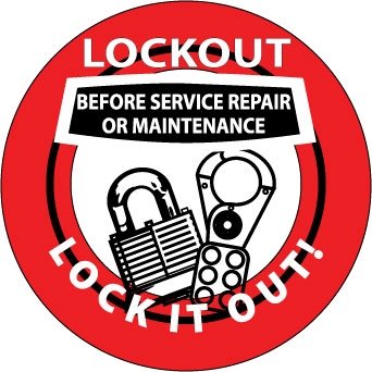 NMC HH74 Hard Hat Emblem Stickers - 12 Packs of 25 pcs (300 Total) - 'Lockout Before' Safety Warning Labels for Construction & Industrial Workplaces