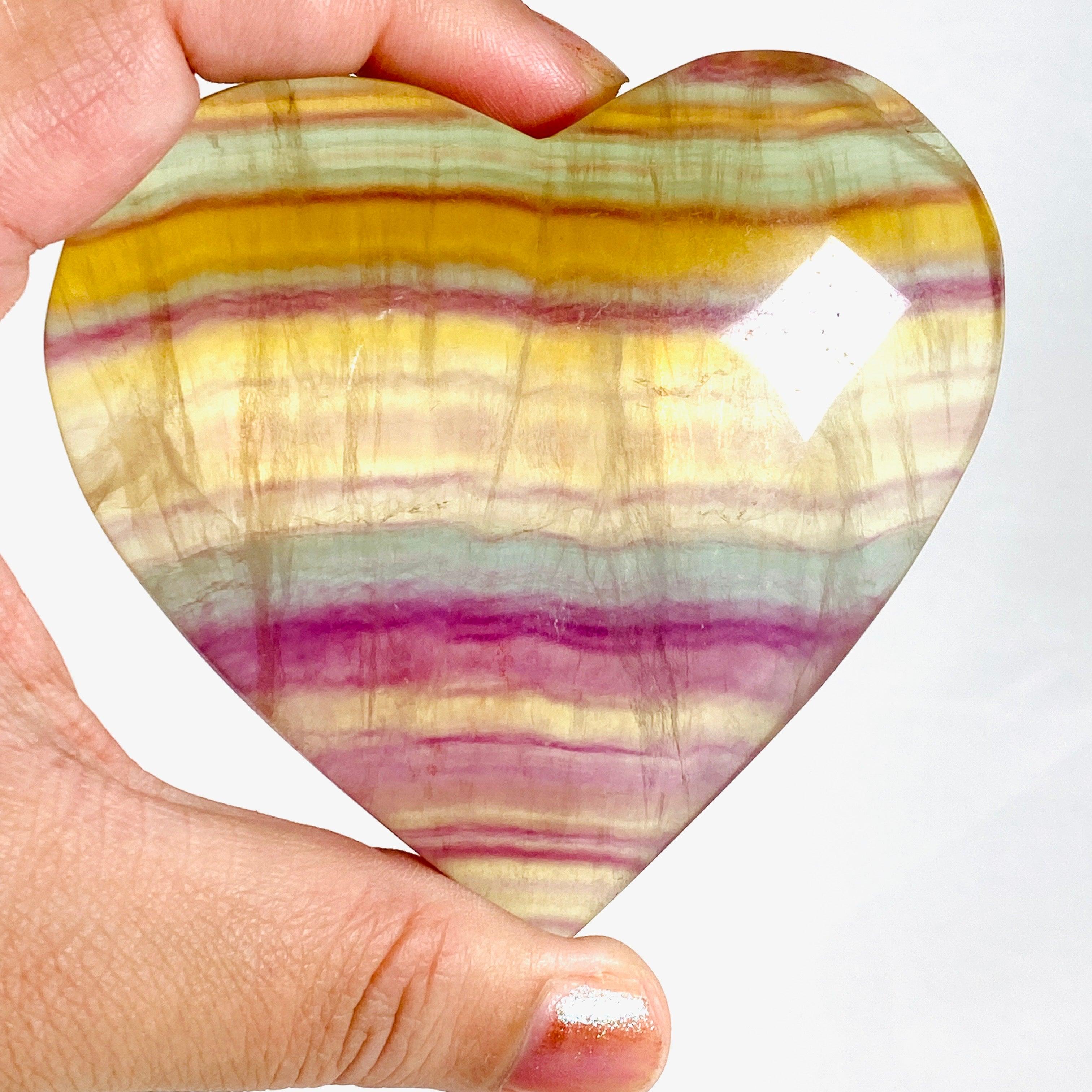 Rainbow Fluorite Heart Pendant RFH-03 - Healing Crystal Jewelry for Meditation, Energy Balancing & Spiritual Growth