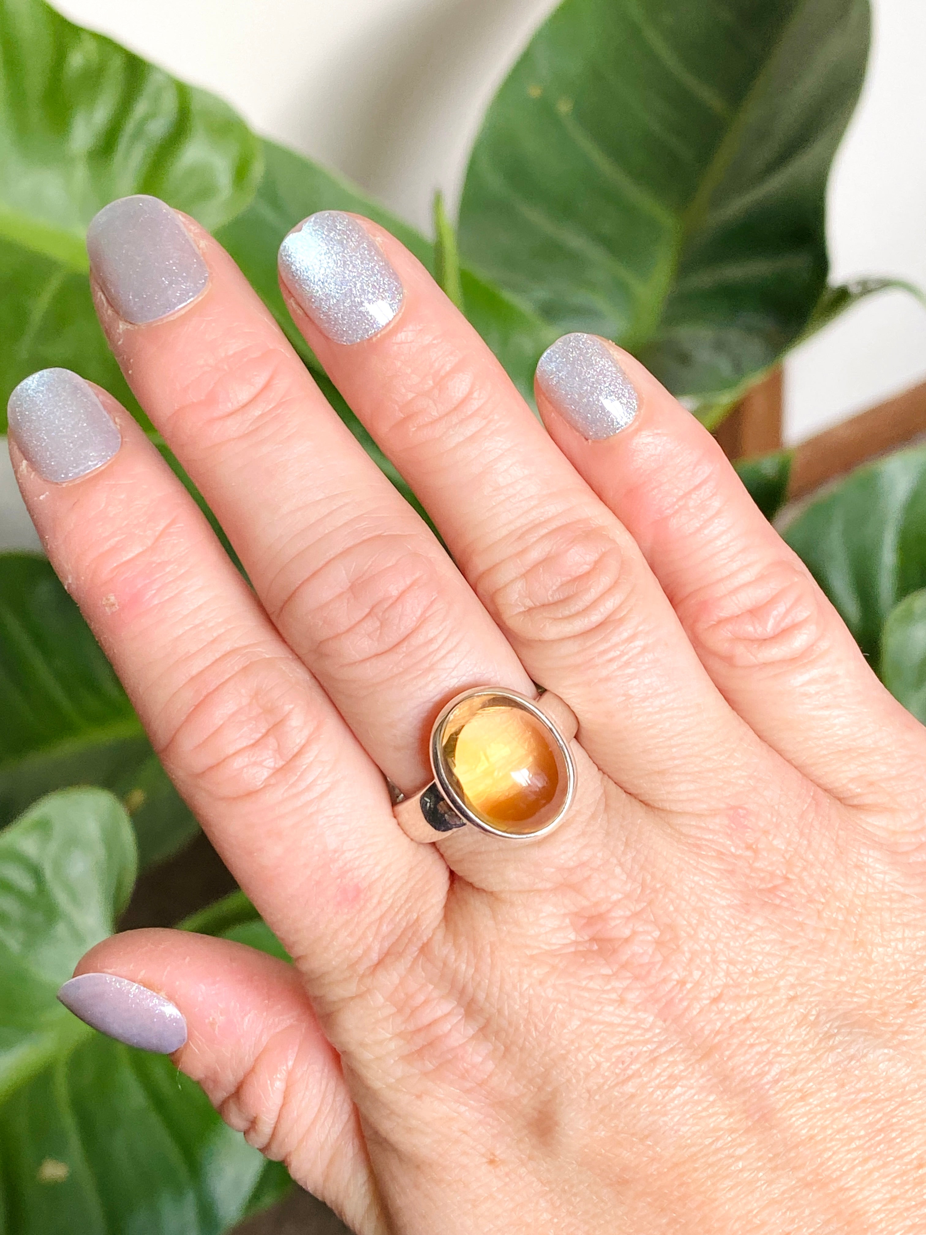 Natural Citrine Oval Cabochon Ring - Size 11 Sterling Silver Jewelry PRGJ611 | Perfect for Everyday Wear, Gift Giving & Special Occasions
