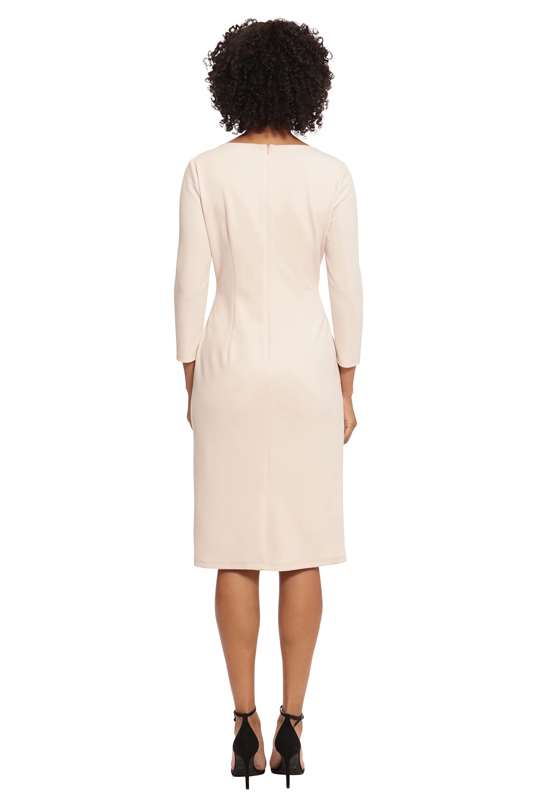 Maggy London Women's Plus Size Scuba Crepe Pleat Tuck Waist Dress - Elegant Formal & Office Wear for Curvy Women