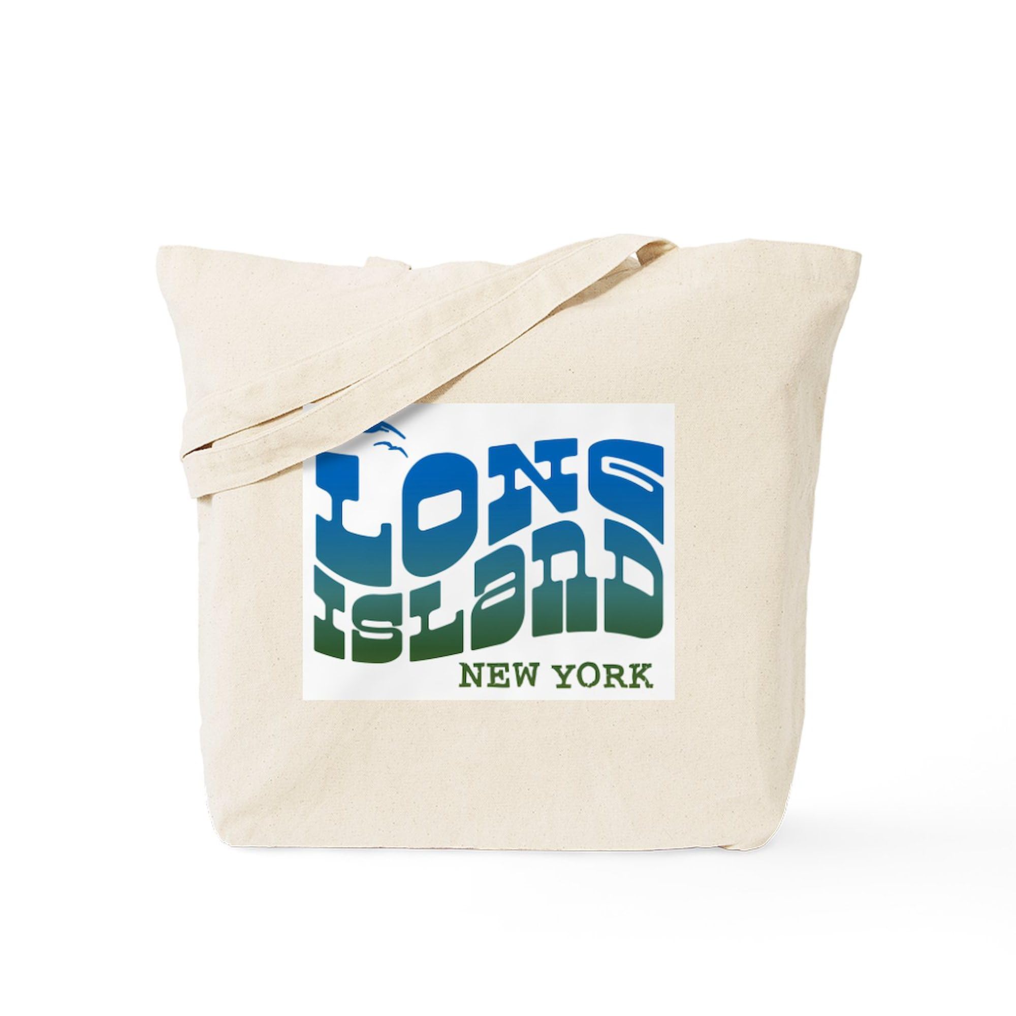 Long Island New York Tote Bag - Natural Canvas Reusable Shopping Bag with Print | Eco-Friendly Grocery Bag for Beach, Market & Daily Use