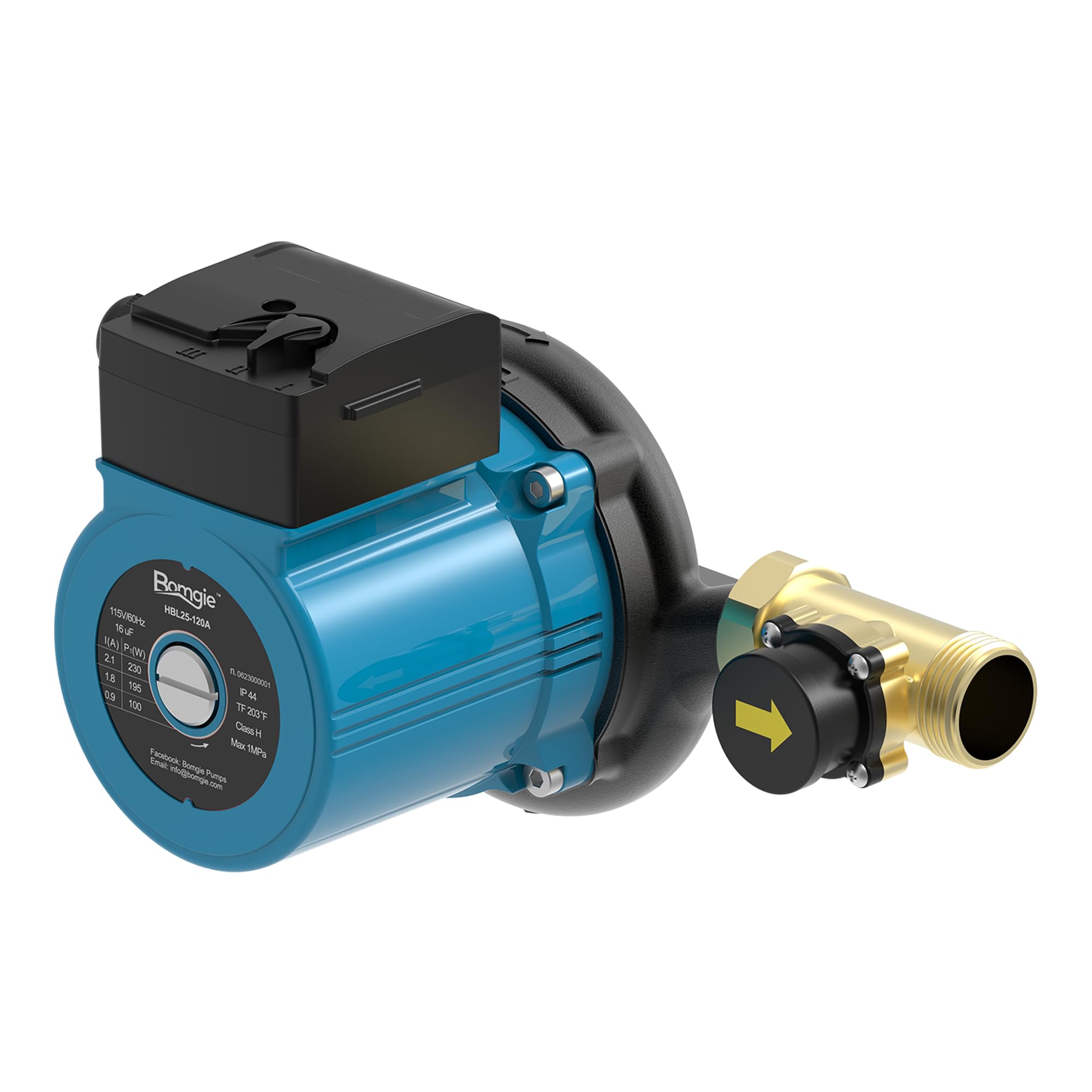 3-Speed Hot Water Recirculating Pump 115V 270W, 58.3LPM Cast Iron Circulation Pump for Instant Water Heater with Adapter - Automatic Brass Water Flow Switch - Perfect for Heated Flooring Systems & Home Plumbing - Save Energy & Reduce Water Waste