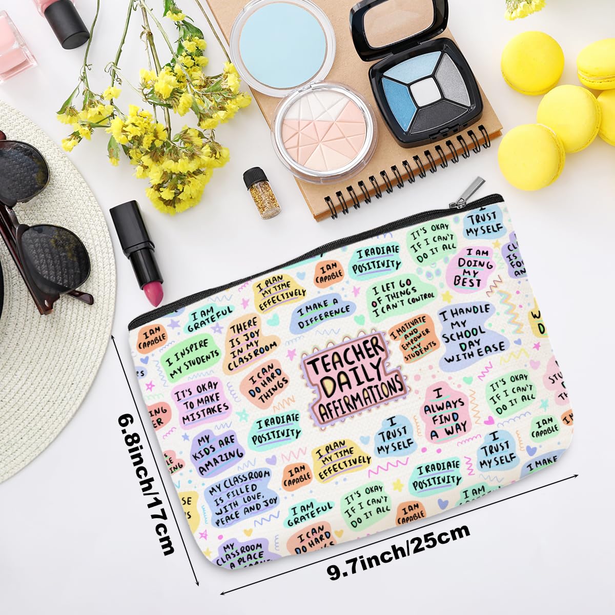 **Inspirational Teacher Gifts - Motivational Cosmetic Makeup Bag for Women, Mentors & Coworkers - Perfect Teacher Appreciation, Retirement, Christmas, Birthday & Valentine's Day Gift - Great for Travel, Work & Daily Use**
