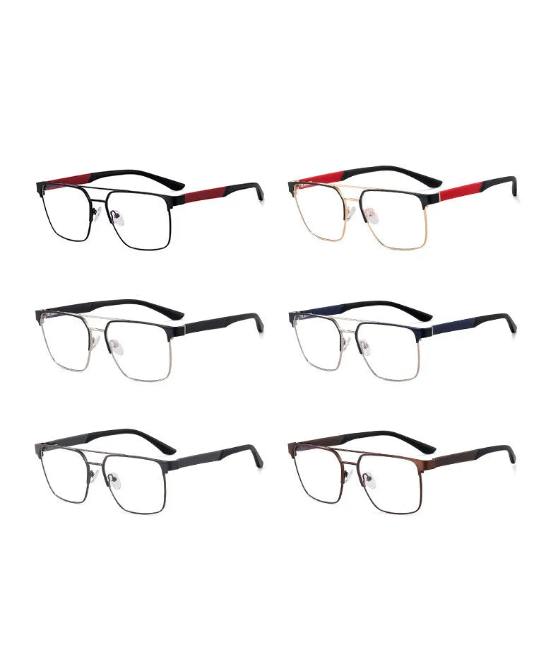 CCspace Unisex Full Rim Square Double Bridge Alloy Eyeglasses Frame 301561 - Stylish & Durable for Work, Reading, and Everyday Wear