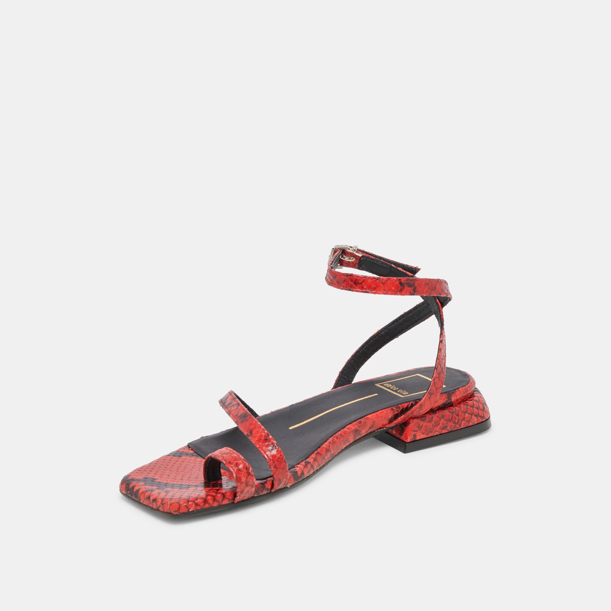 LEXI Women's Red Snake Embossed Sandals - Fashionable Comfortable Slide Sandals for Summer, Beach, and Casual Outings